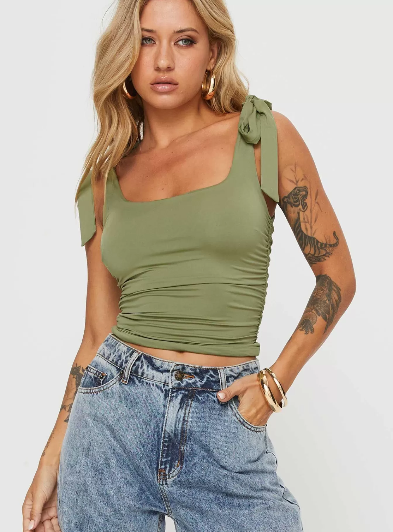 Princess Polly Crop Tops | Ashling Top Green