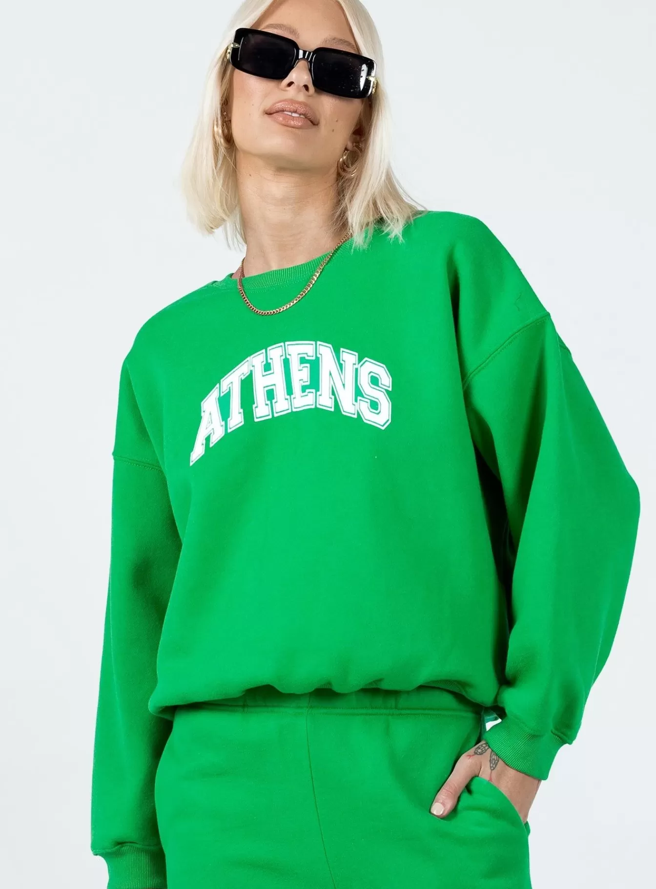 Princess Polly Sweatshirts & Hoodies | Athens Sweater Green