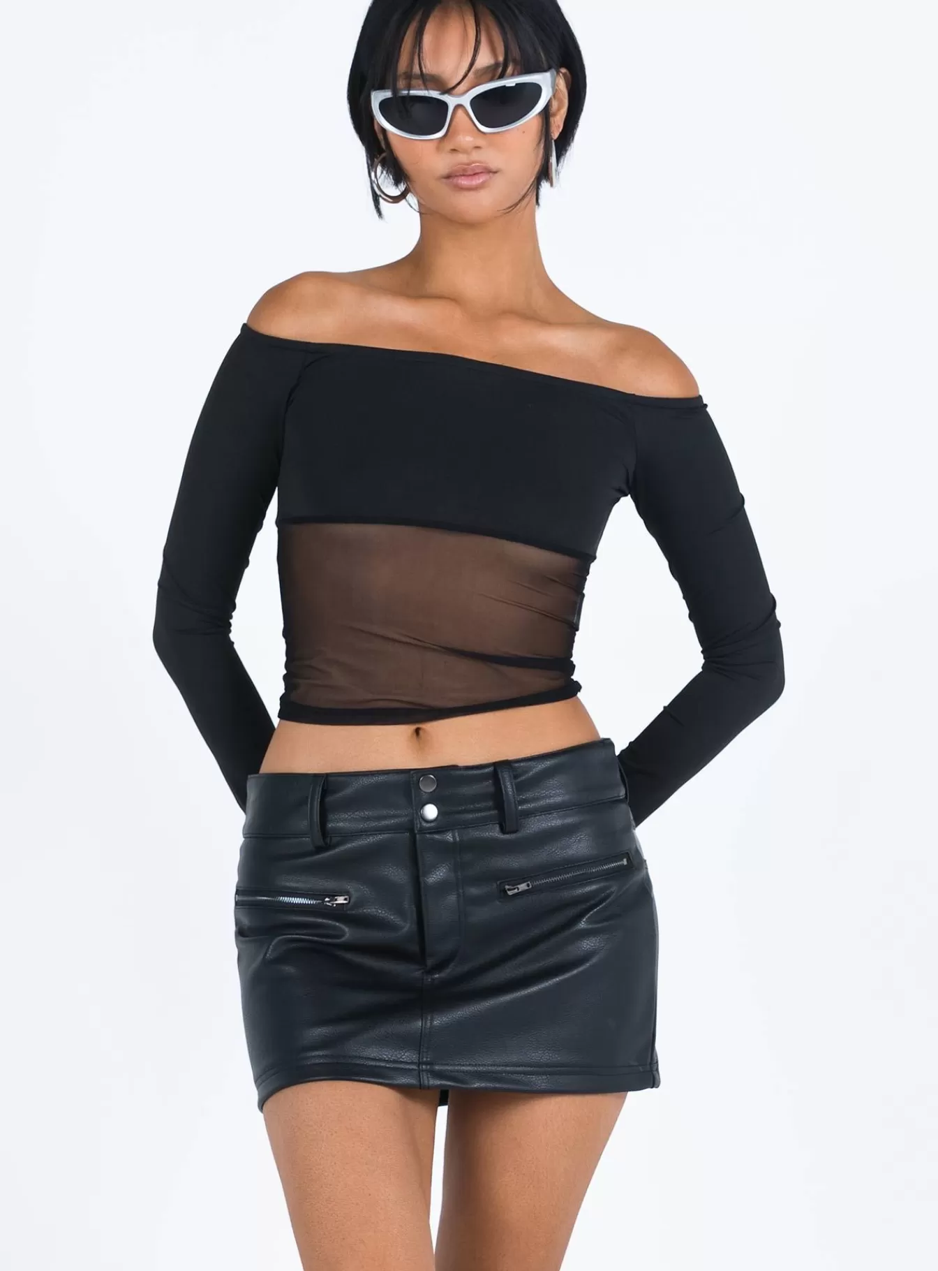 Princess Polly Skirts | Bazley Faux Leather Mini Skirt Black
