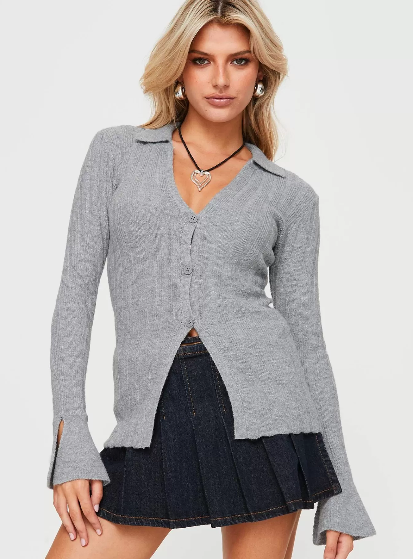 Princess Polly Long Sleeve Tops | Beryl Long Sleeve Top Grey Slate