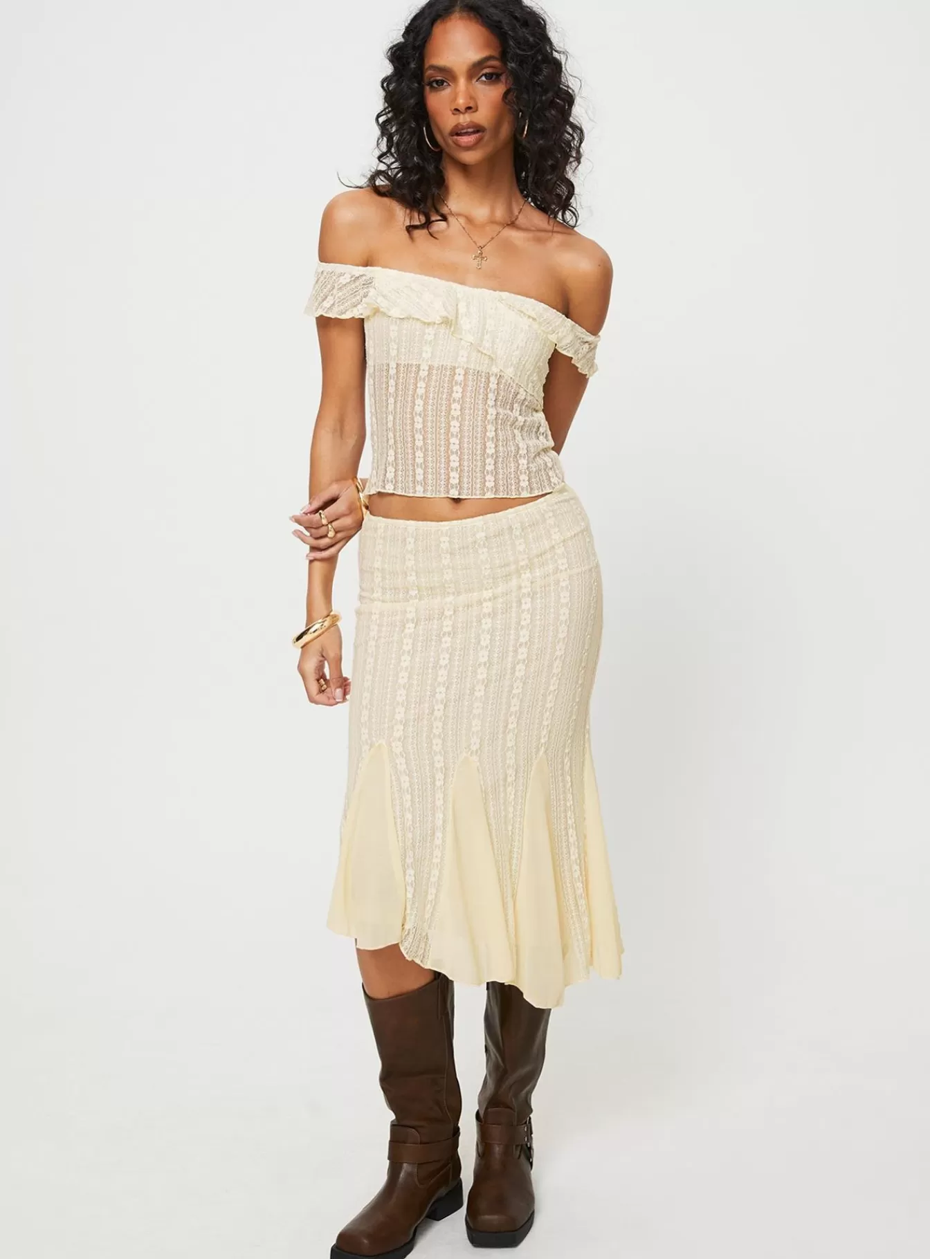 Princess Polly Skirts | Betharia Midi Skirt Cream