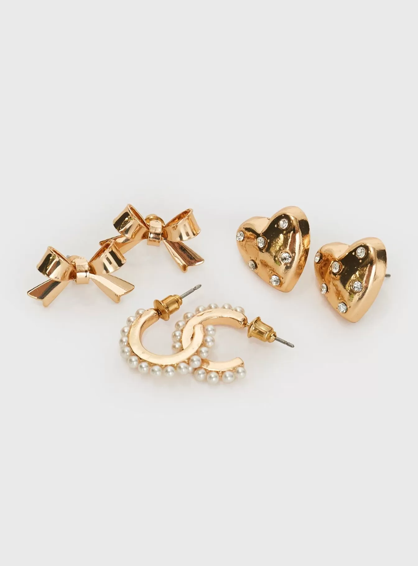 Princess Polly Lower Impact | Bows & Hearts Earring Pack Gold