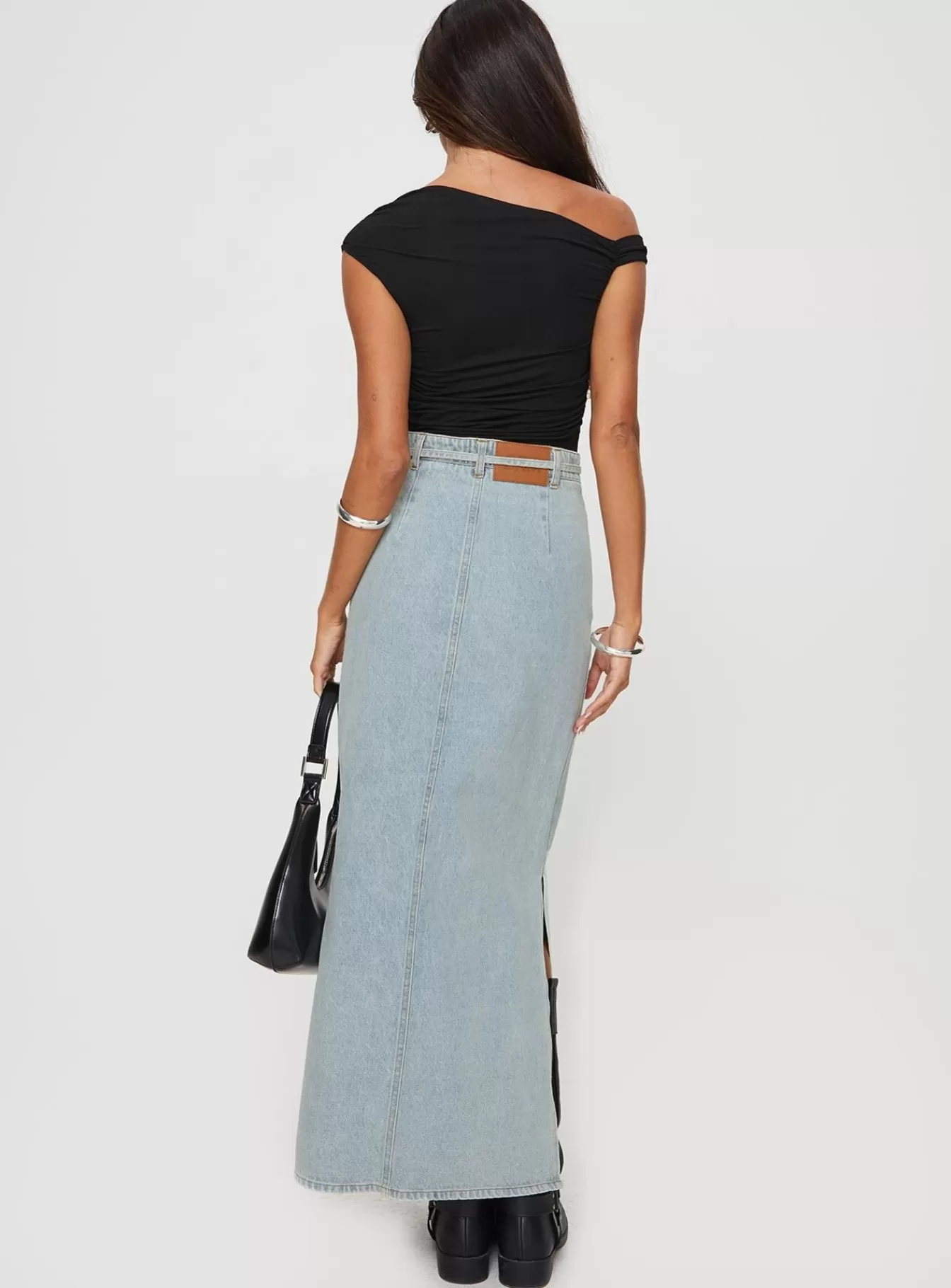 Princess Polly Skirts | Brandee Tie Front Denim Maxi Skirt Light Wash Light Blue Wash