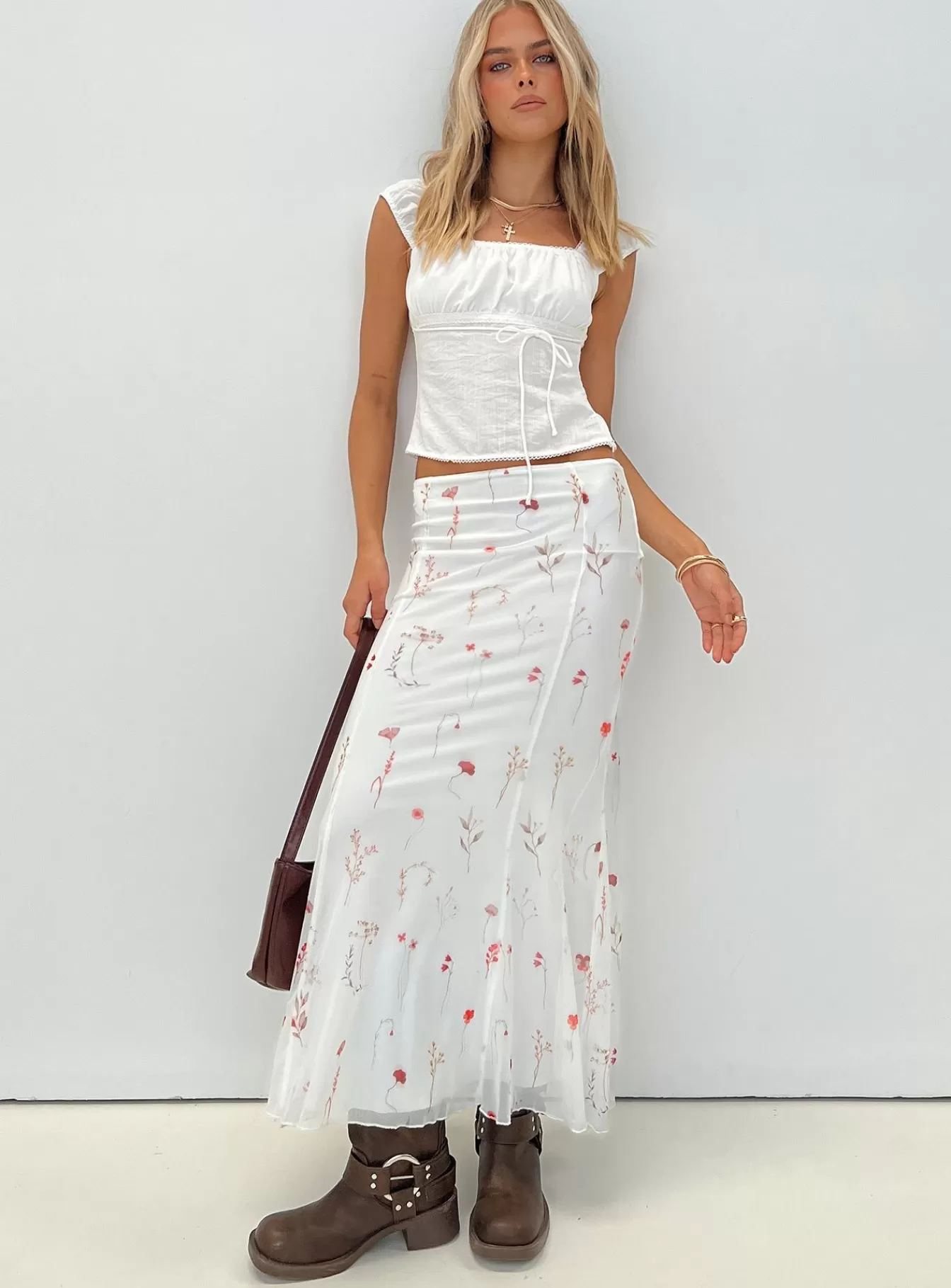 Princess Polly Skirts | Breezewood Maxi Skirt White