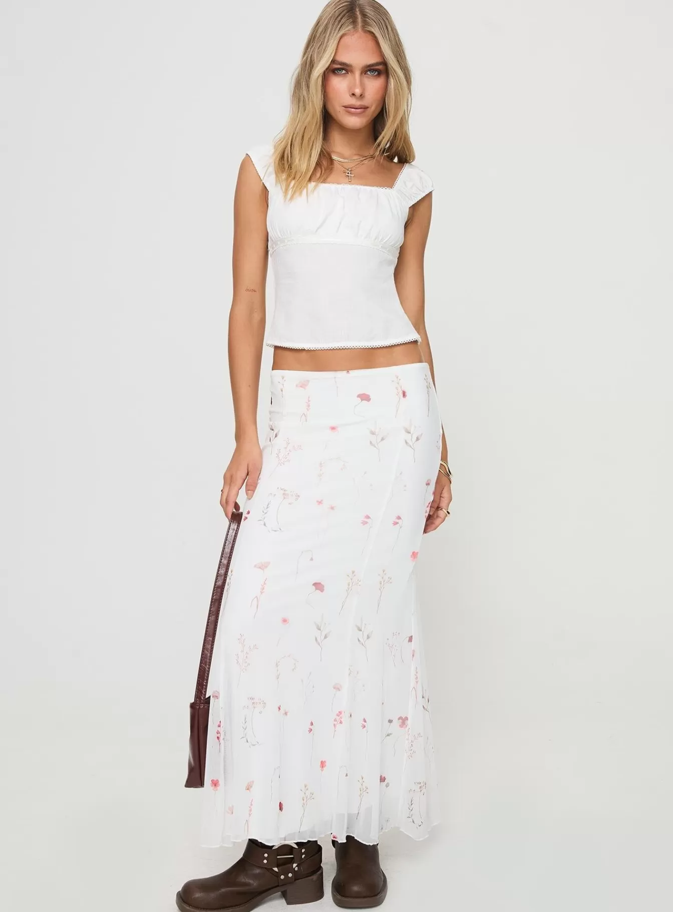 Princess Polly Skirts | Breezewood Maxi Skirt White