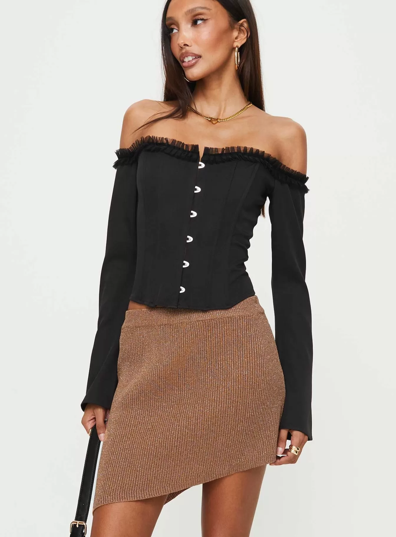 Princess Polly Skirts | Bronwen Asymmetrical Mini Skirt Brown