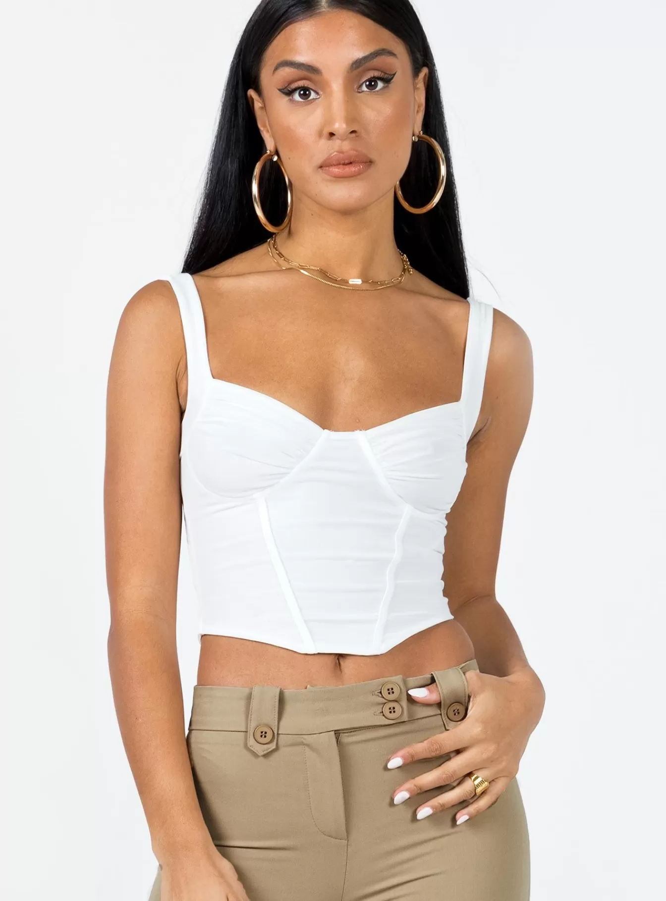 Princess Polly Crop Tops | Bruna Top Low Impact White