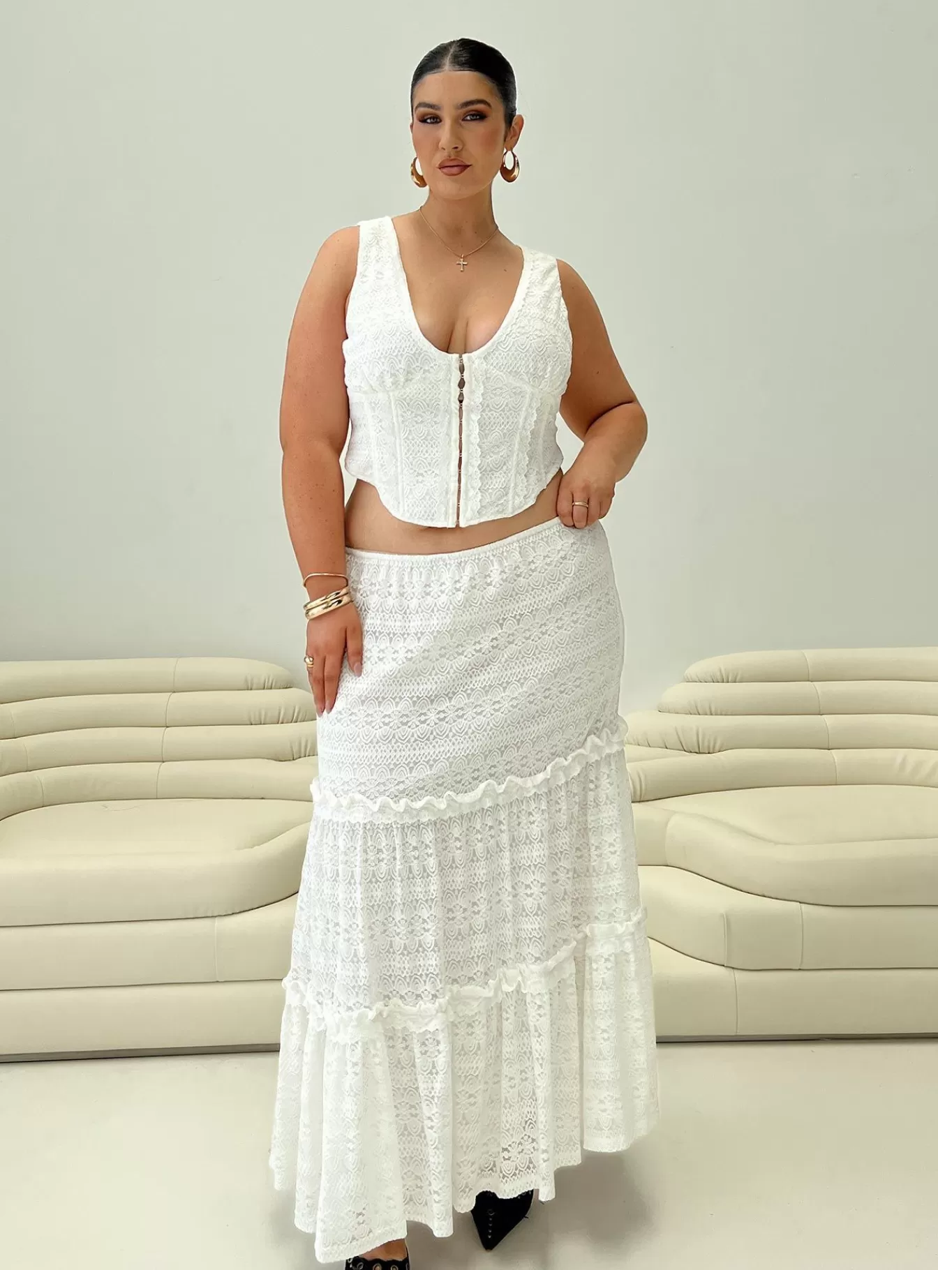 Princess Polly Skirts | Buttacupe Lace Maxi Skirt Curve White