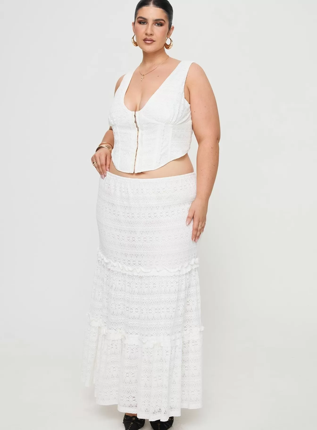 Princess Polly Skirts | Buttacupe Lace Maxi Skirt Curve White