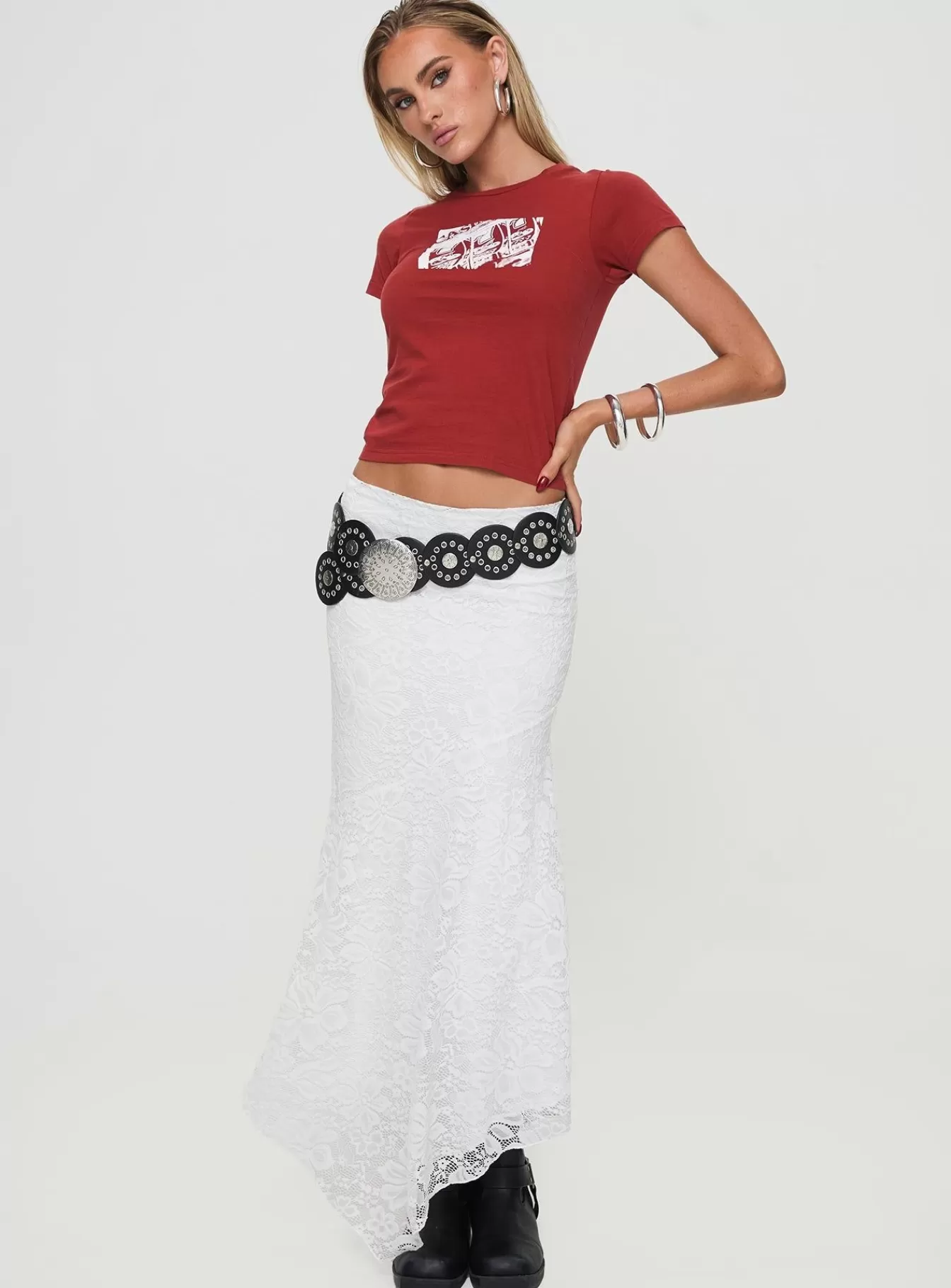 Princess Polly Skirts | Cattanio Lace Midi Skirt White