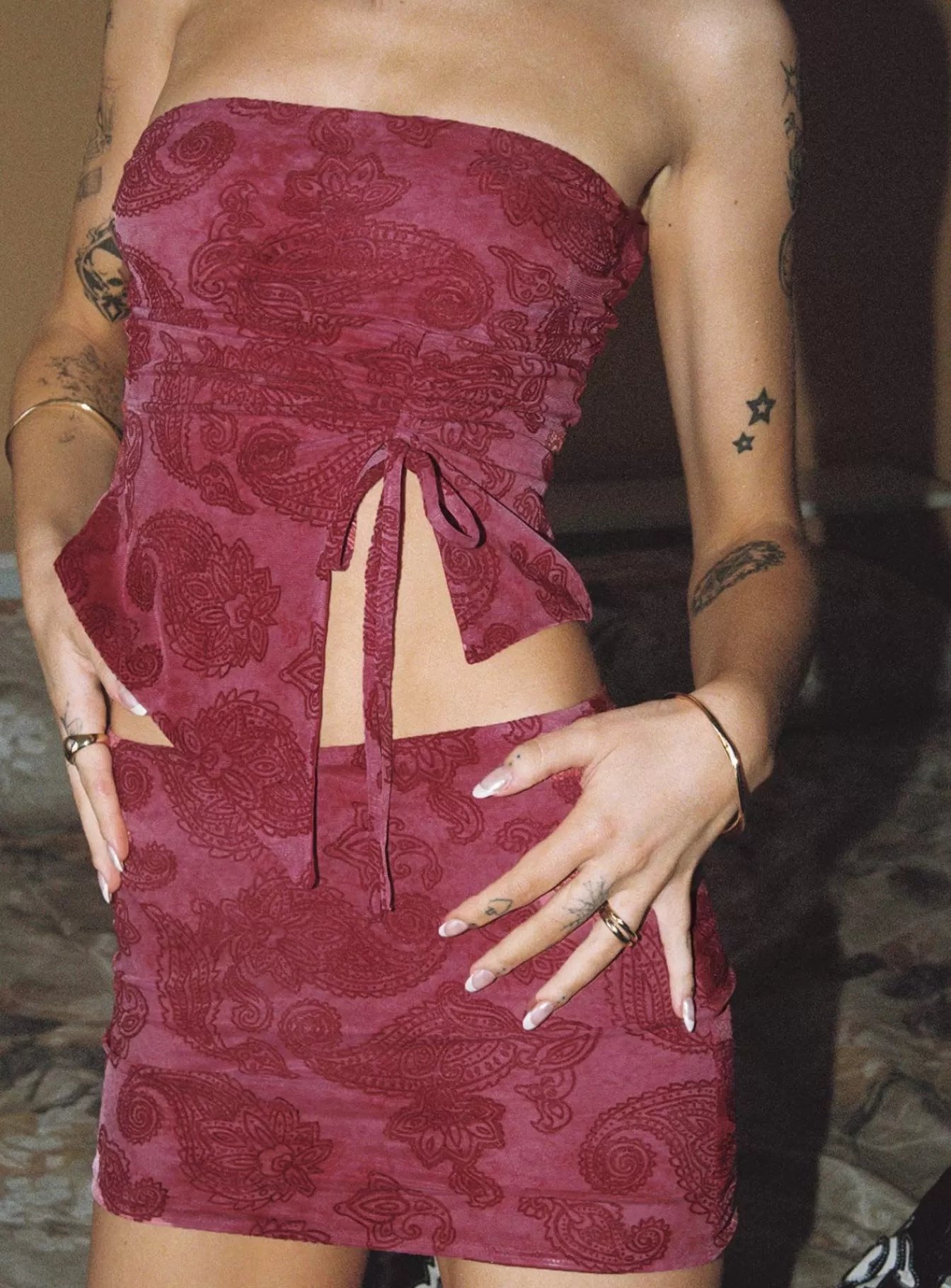 Princess Polly Mini Skirts | Cherry Berry Set Burgundy