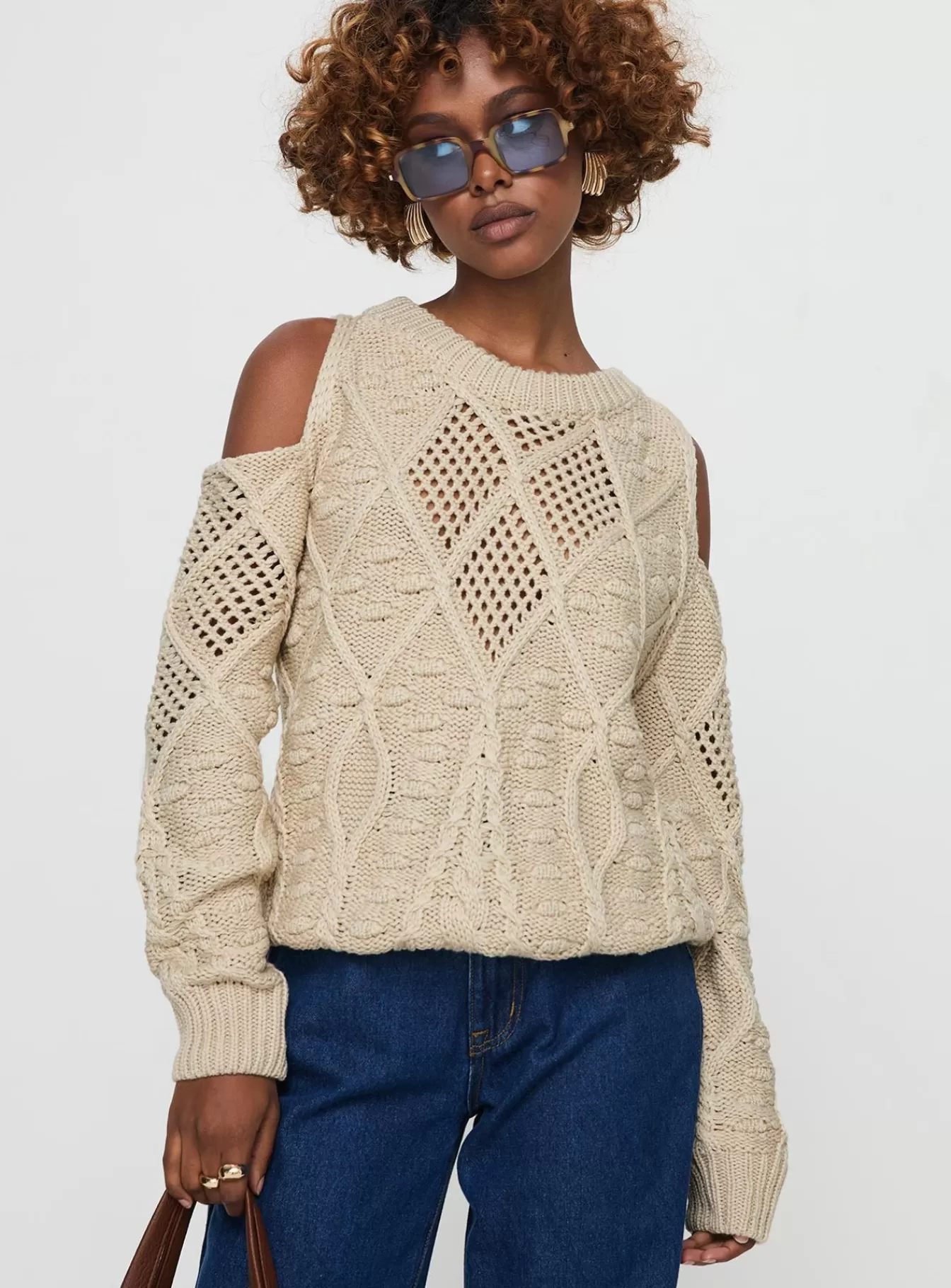 Princess Polly Knitted Sweaters | Colser Cable Knit Sweater Beige