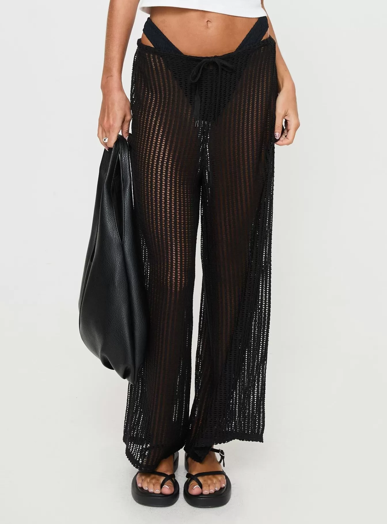 Princess Polly Pants | Darcie Knit Pants Black