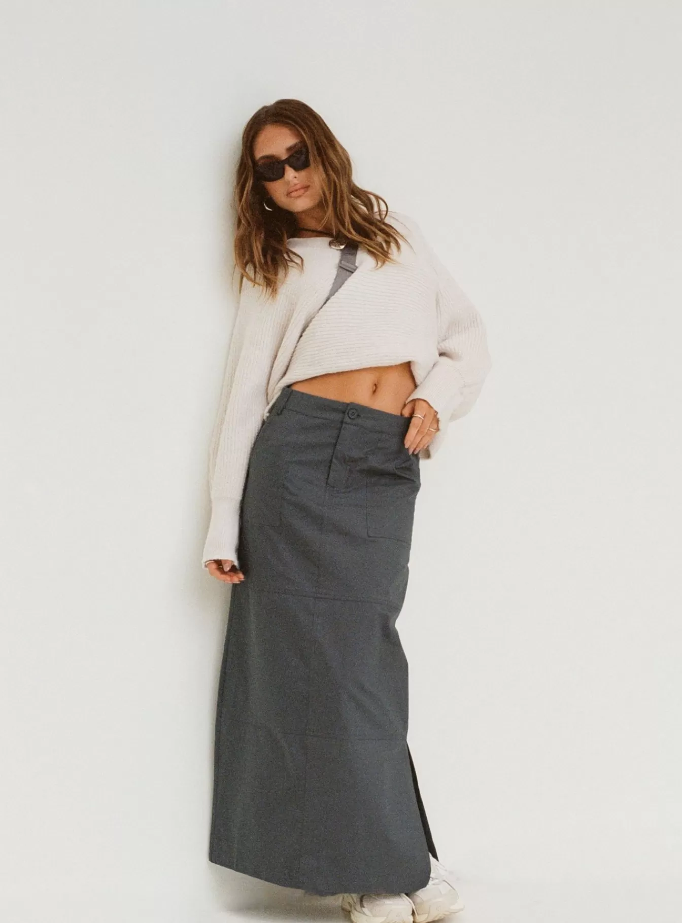 Princess Polly Skirts | Devine Cargo Maxi Skirt Slate