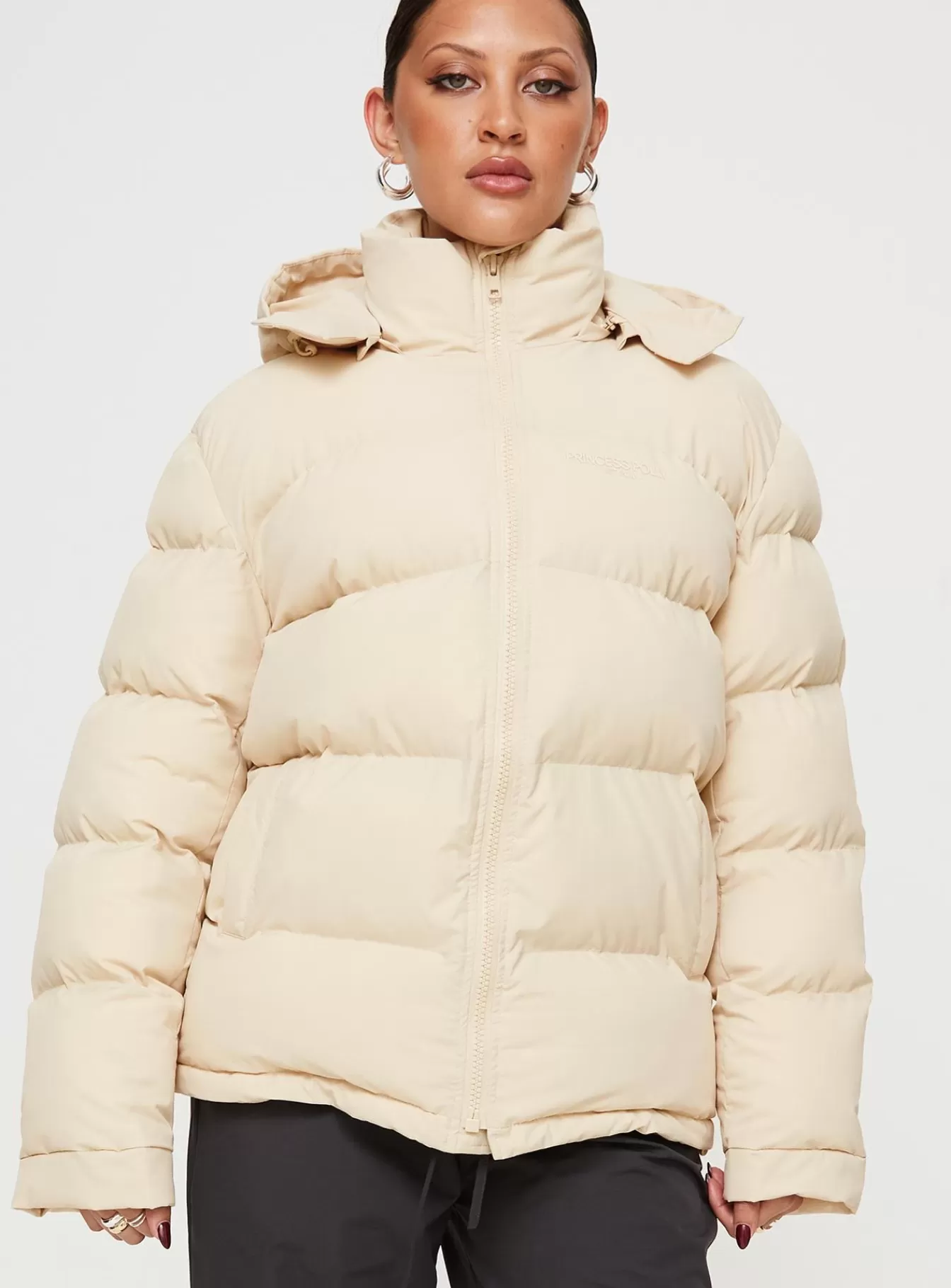 Princess Polly Puffer Jackets | Dream Puff Technical Puffer Jacket Beige