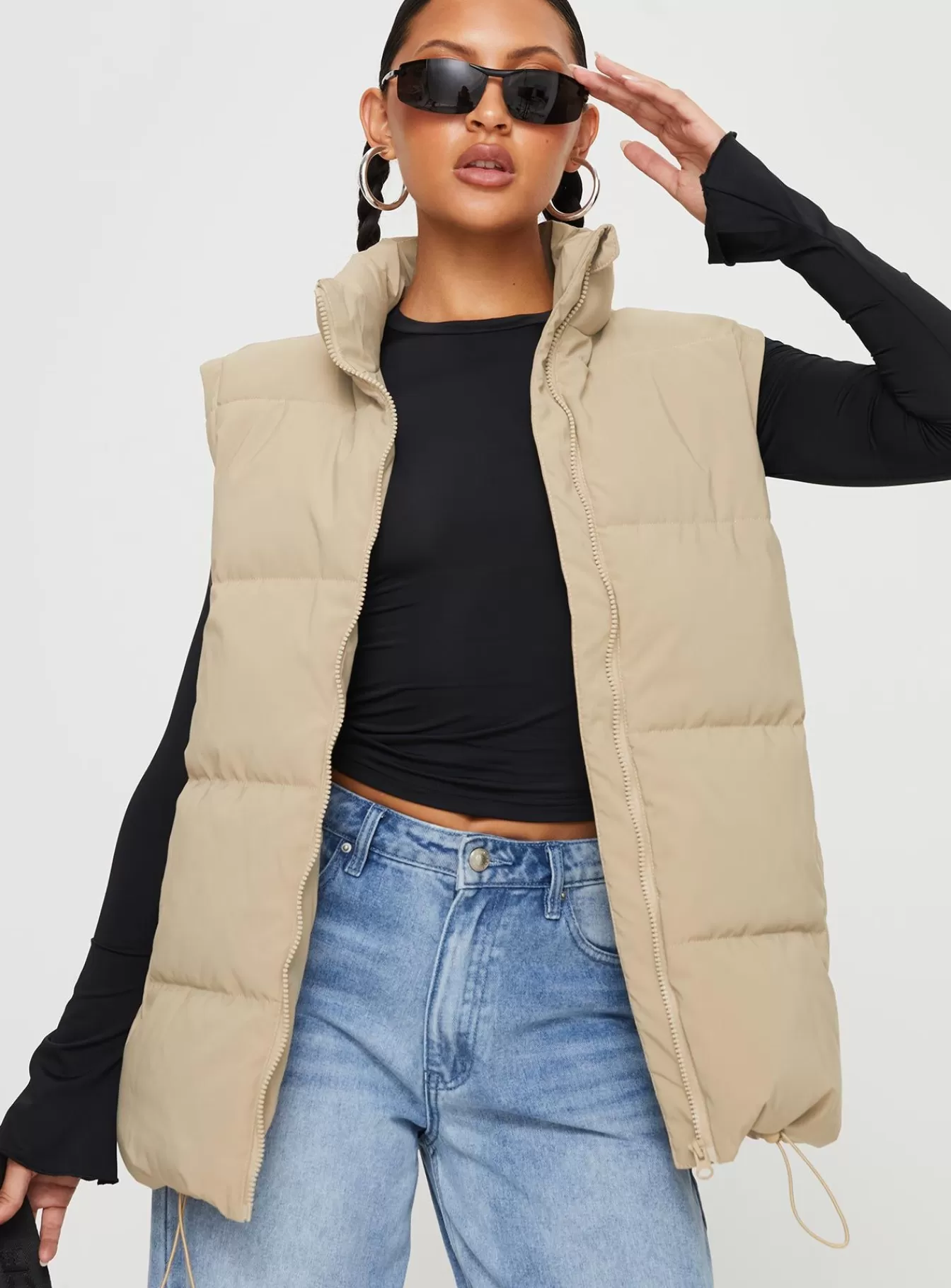 Princess Polly Puffer Jackets | Edison Puffer Vest Beige