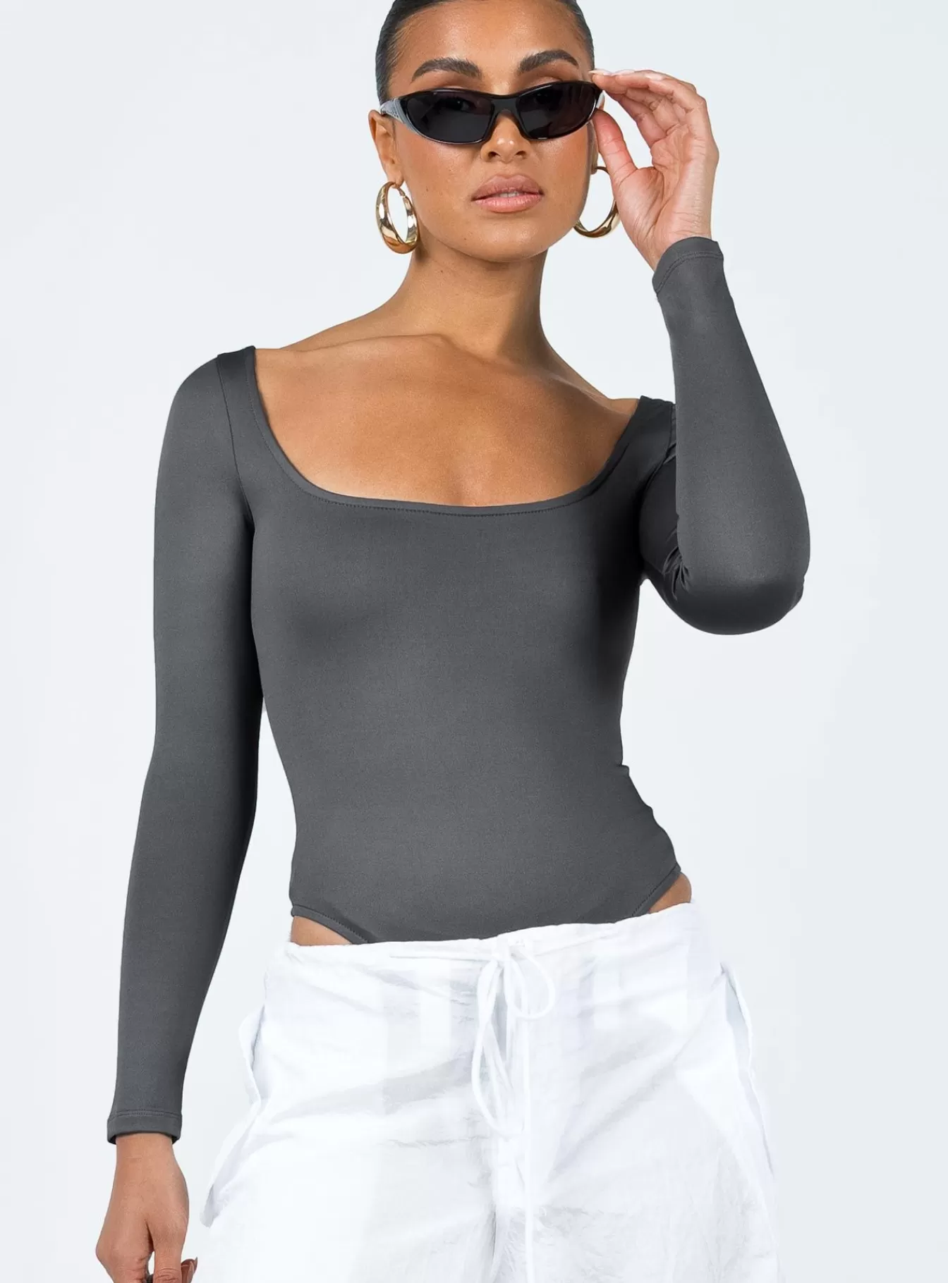 Princess Polly Long Sleeve Tops | Ellery Bodysuit Grey