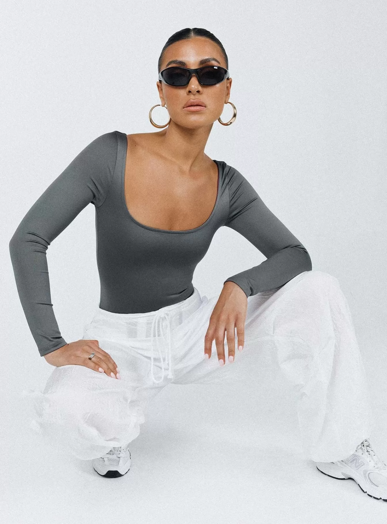 Princess Polly Long Sleeve Tops | Ellery Bodysuit Grey