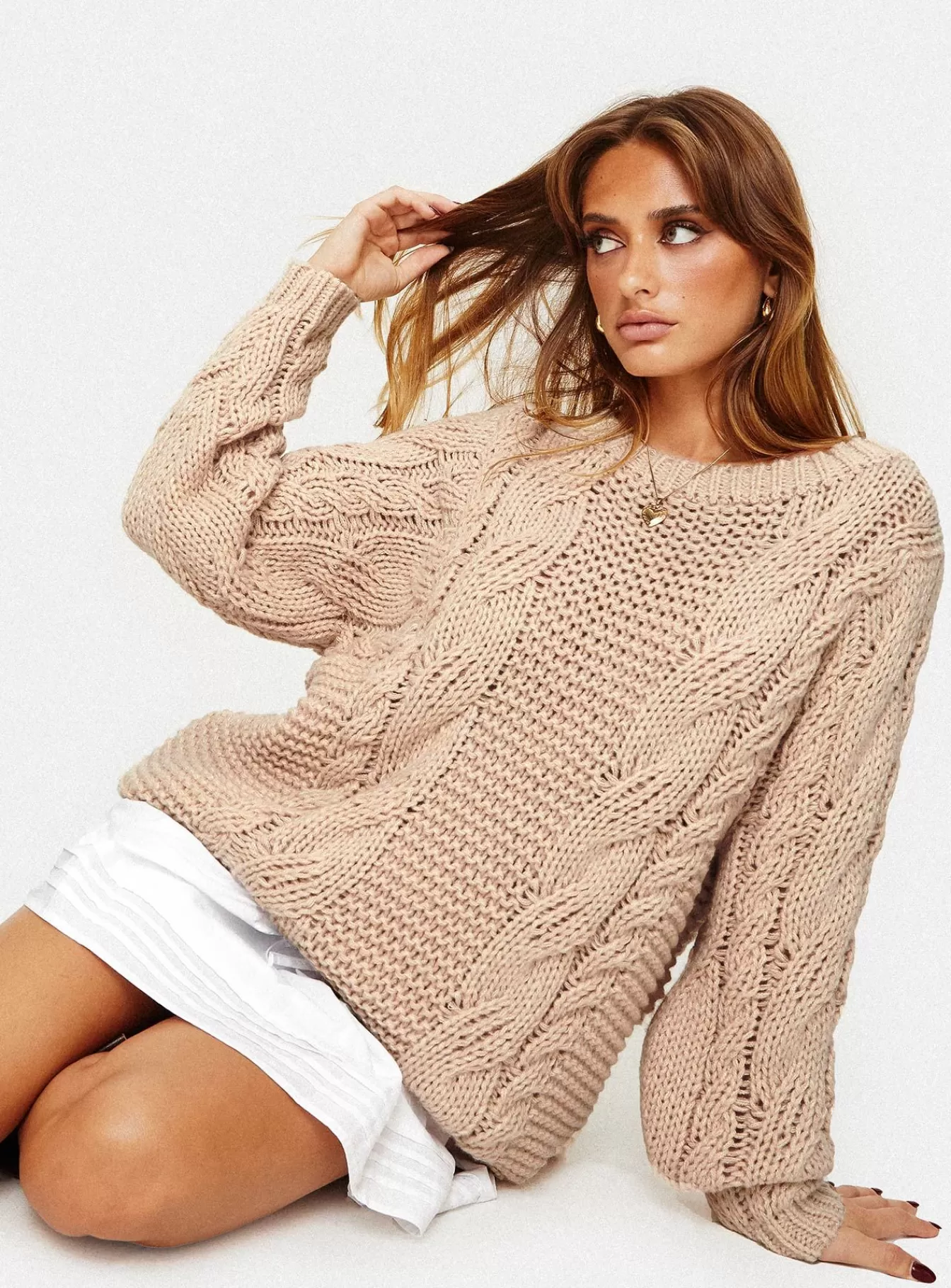 Princess Polly Knitted Sweaters | Ellison Cable Knit Sweater Beige