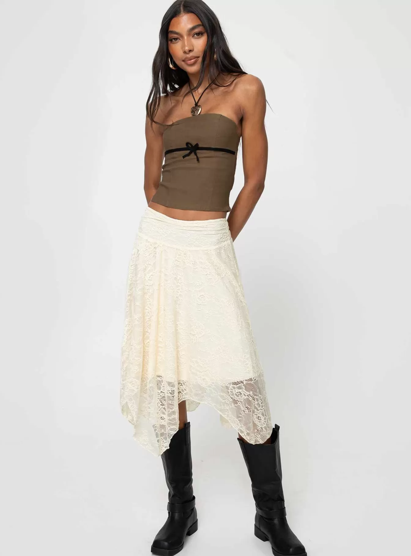 Princess Polly Skirts | Enslee Midi Skirt Cream