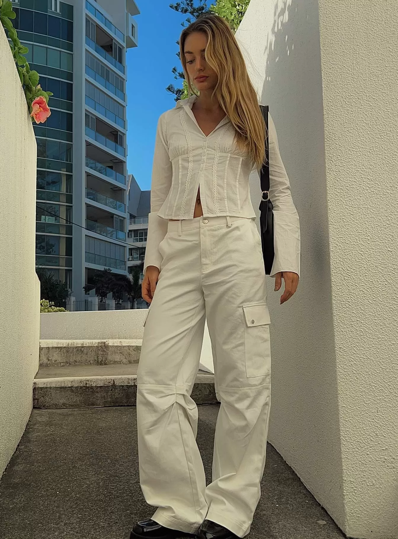 Princess Polly Pants | Fallout Mid Rise Cargo Pants White
