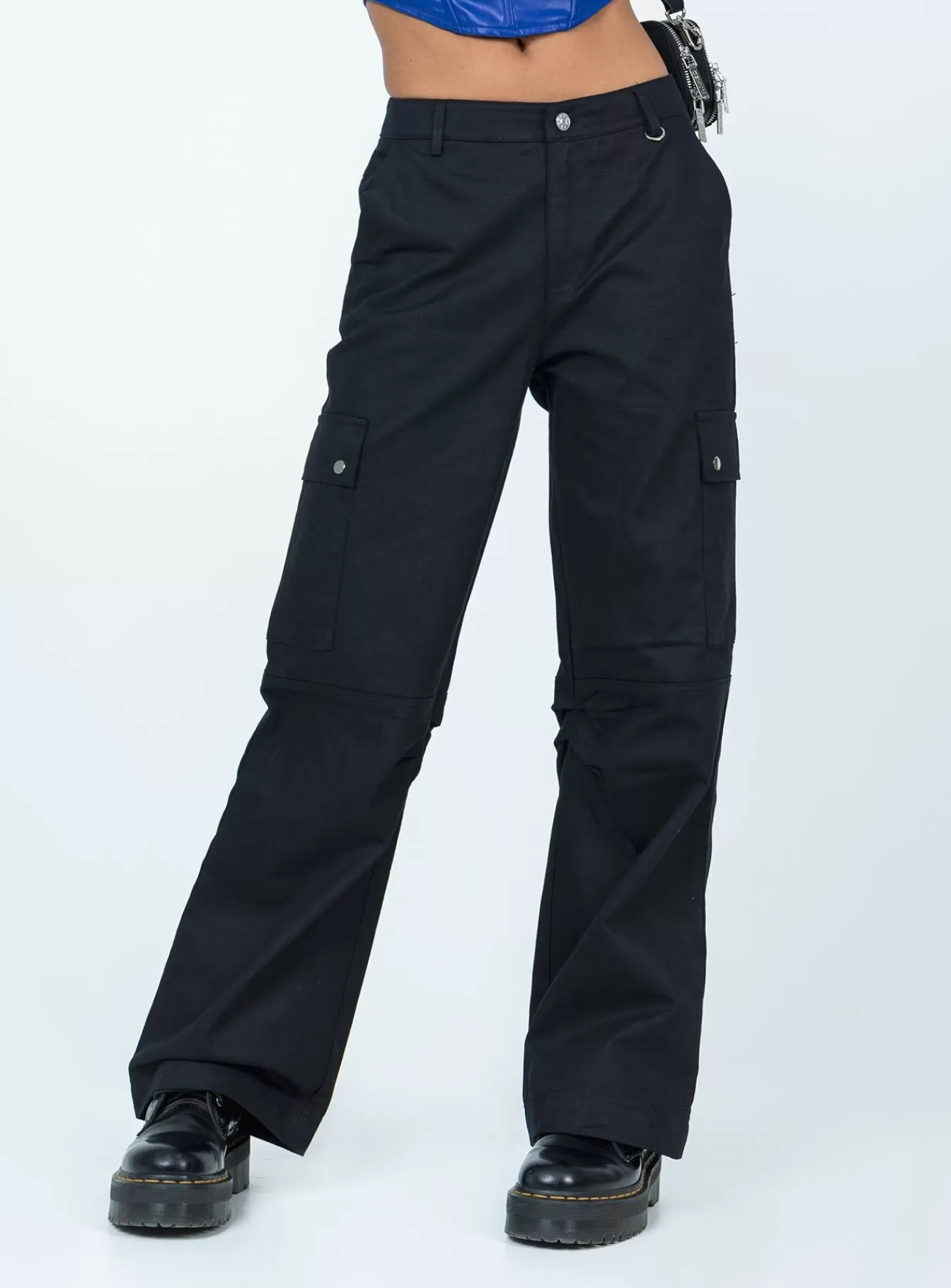 Princess Polly Pants | Fallout Mid Rise Cargo Pants Black