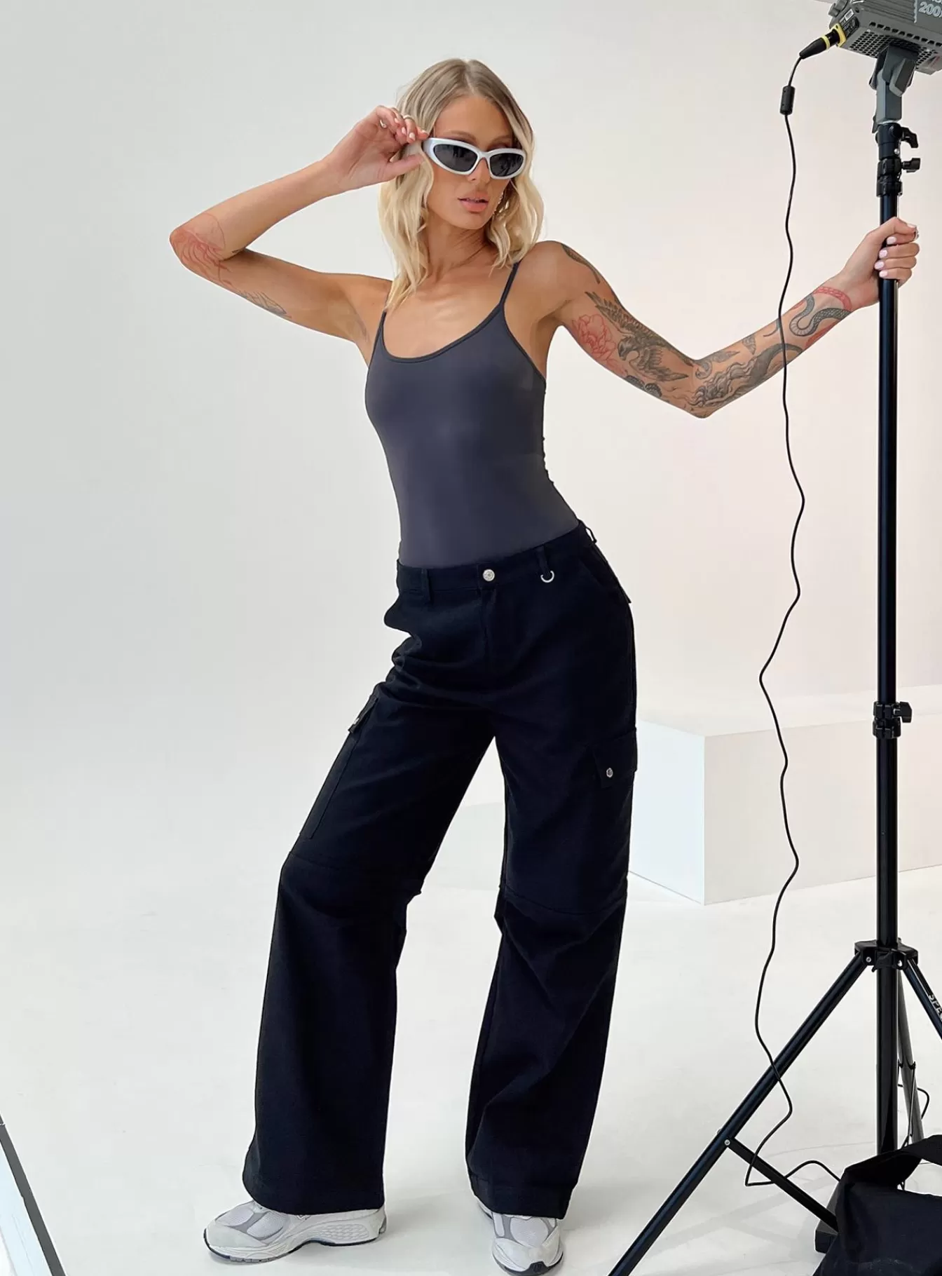 Princess Polly Pants | Fallout Mid Rise Cargo Pants Tall Black
