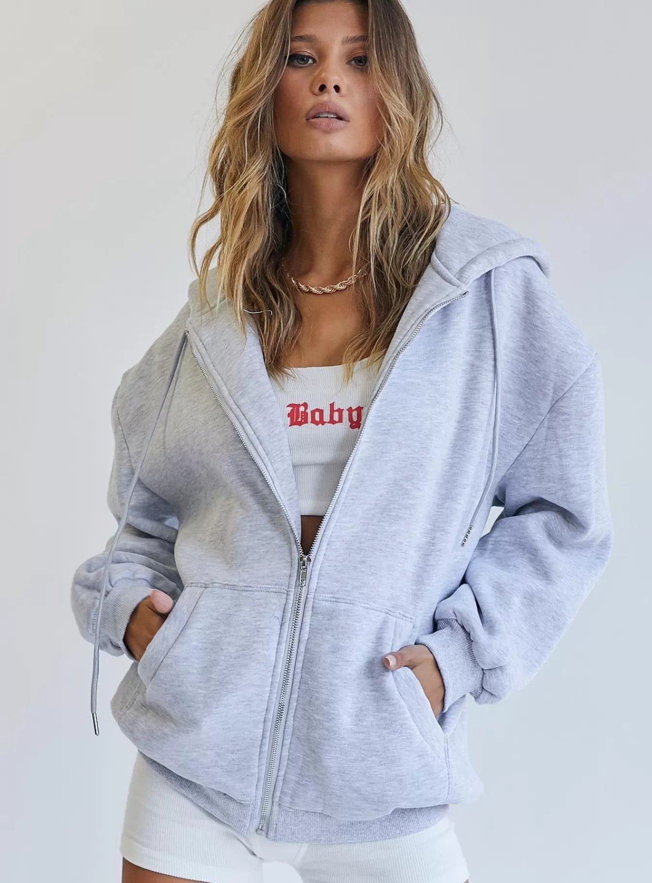 Princess Polly Sweatshirts & Hoodies | Florida Zip Up Sweatshirt Grey