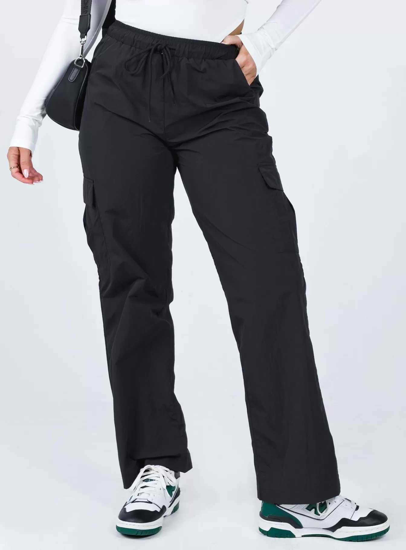 Princess Polly Pants | Flossie Parachute Pants Black