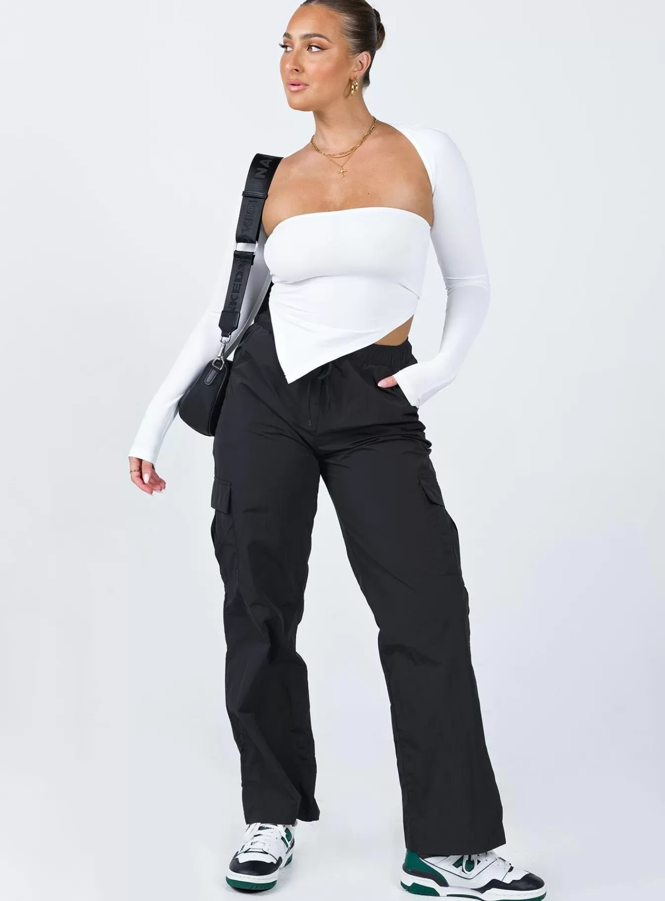 Princess Polly Pants | Flossie Parachute Pants Black