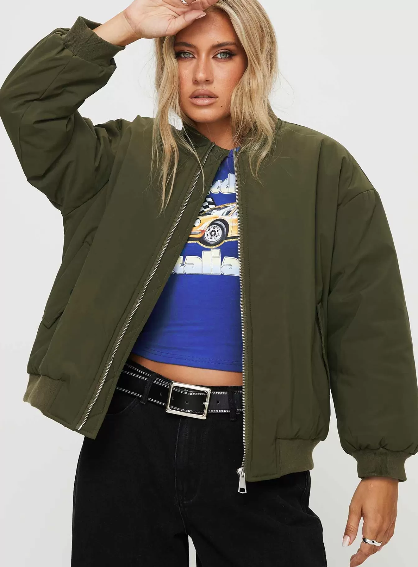 Princess Polly Puffer Jackets | Formations Bomber Jacket Olive