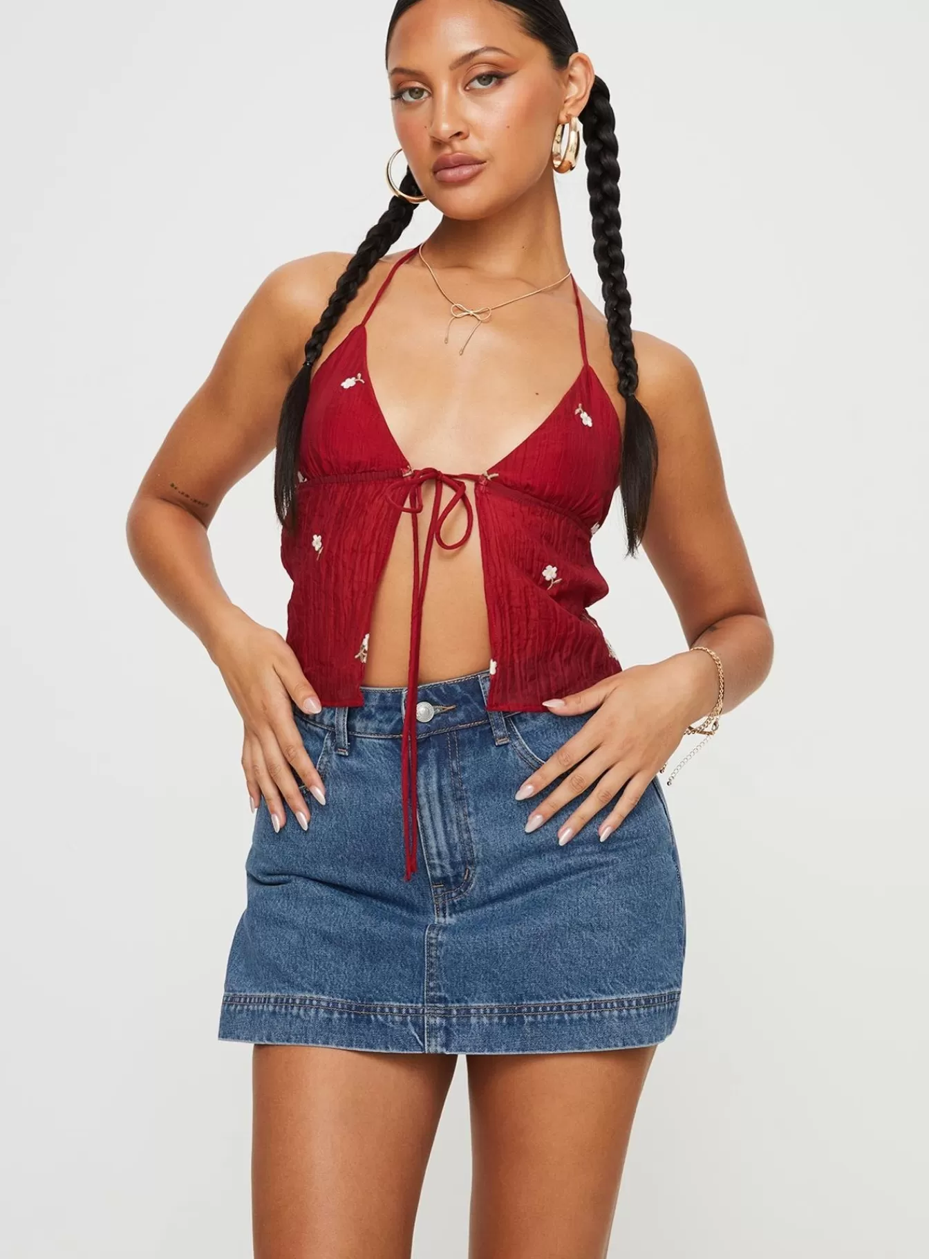 Princess Polly Mini Skirts | Gazelle Denim Skort Mid Wash