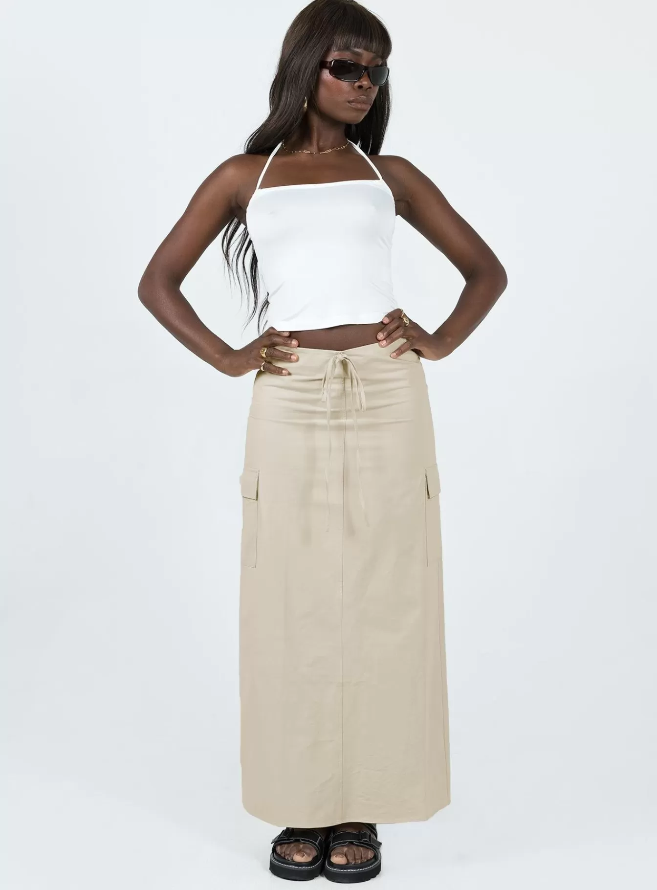 Princess Polly Skirts | Giddings Cargo Maxi Skirt Beige