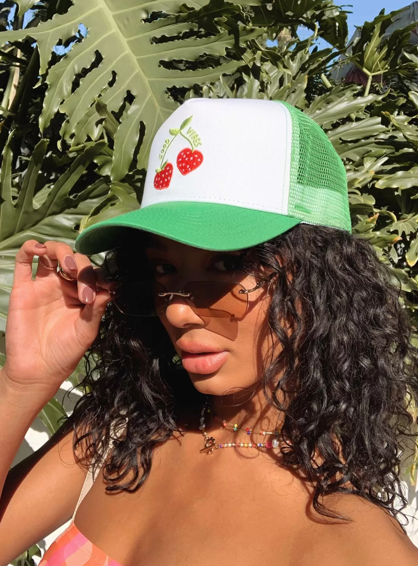 Princess Polly Hats | Good Vibes Trucker Hat Green