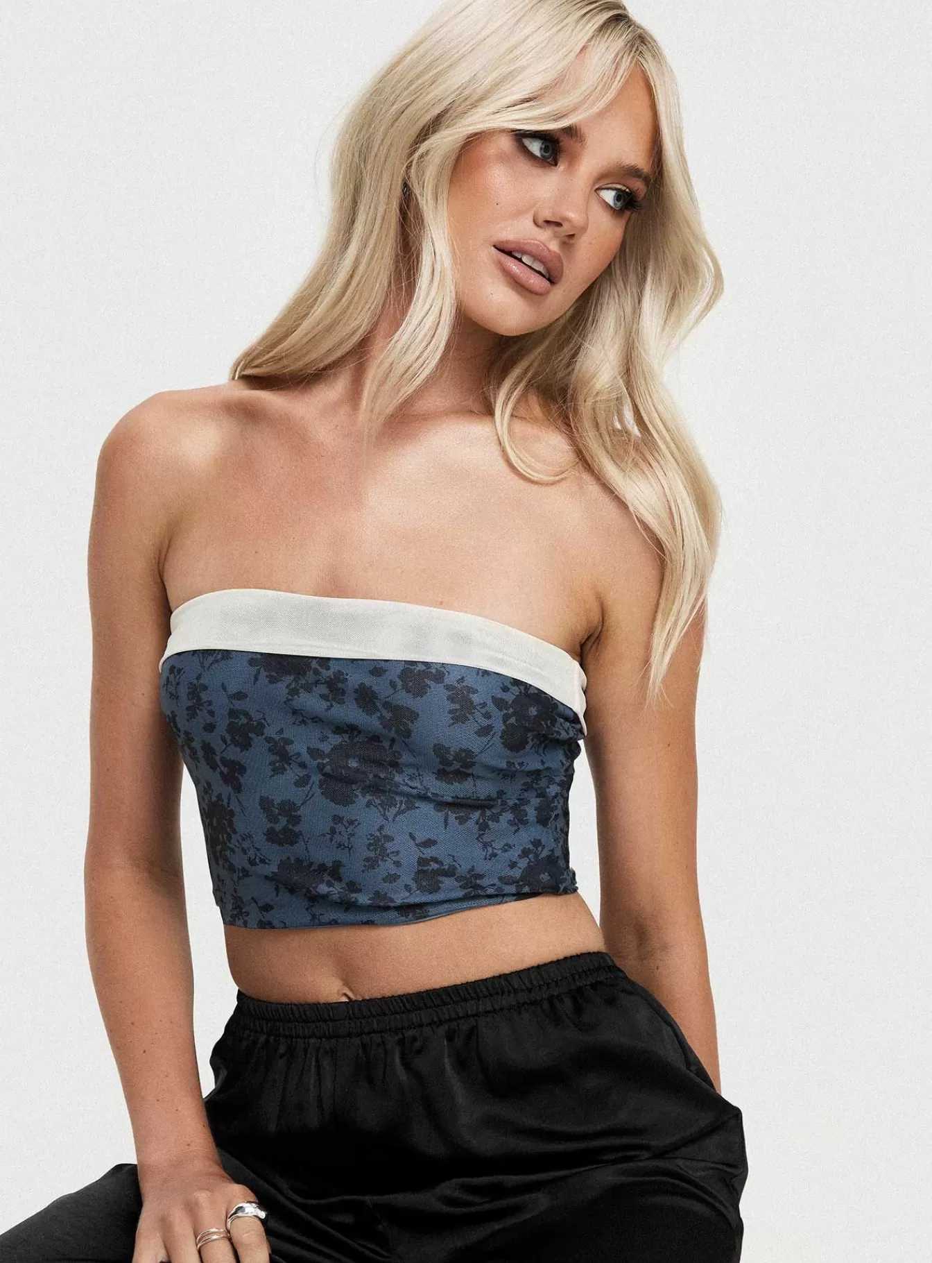 Princess Polly Crop Tops | Graysona Strapless Top Navy