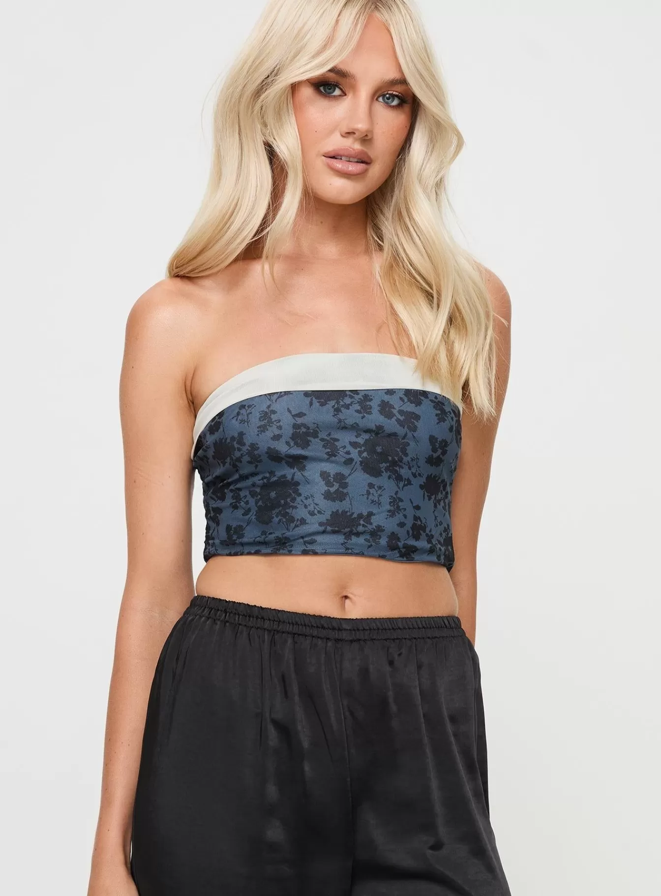 Princess Polly Crop Tops | Graysona Strapless Top Navy