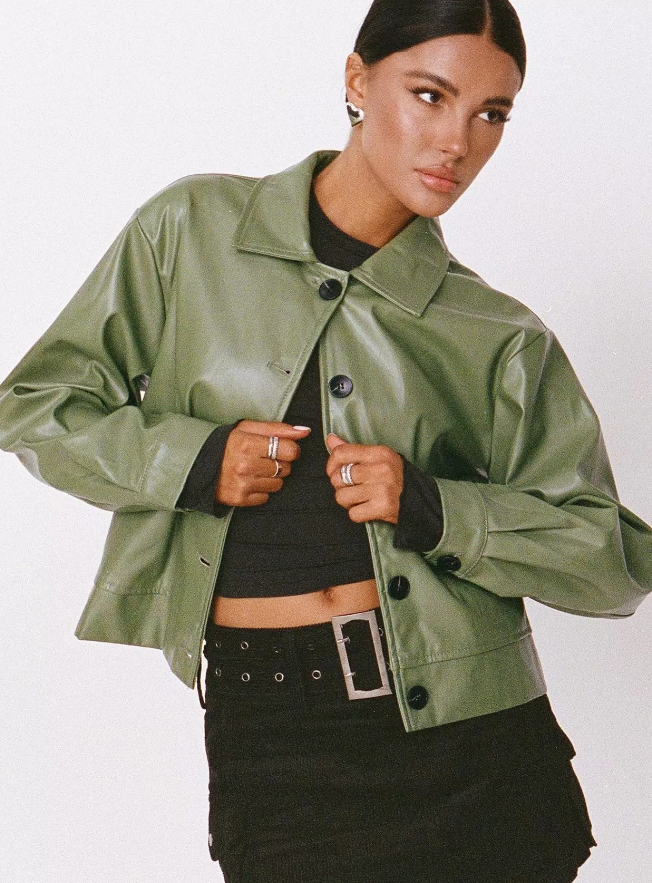 Princess Polly Leather Jackets | Hambleton Jacket Green