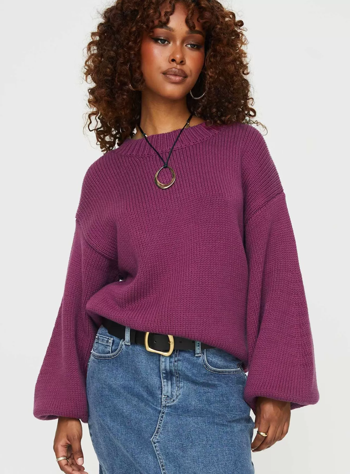 Princess Polly Knitted Sweaters | Harmony Knit Sweater Burgundy