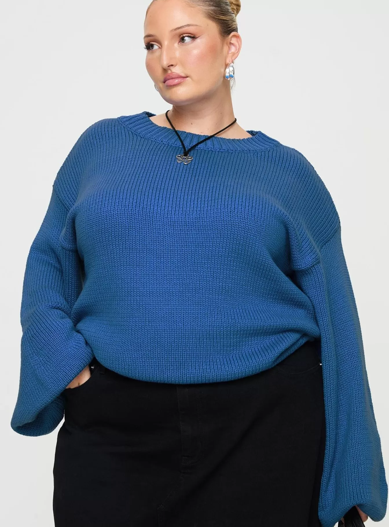 Princess Polly Knitted Sweaters | Harmony Knit Sweater Curve Blue