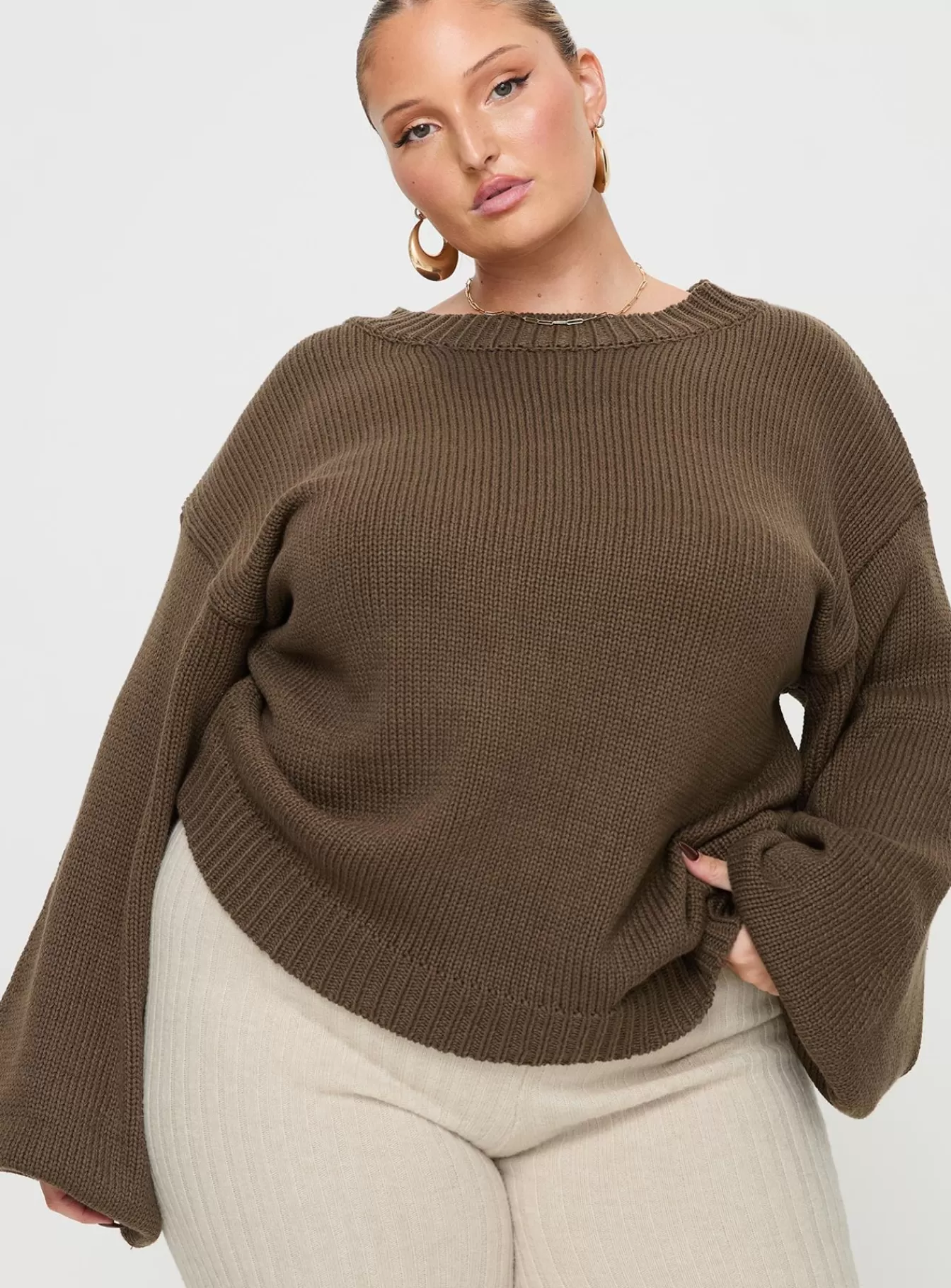 Princess Polly Knitted Sweaters | Harmony Knit Sweater Dark Curve Brown