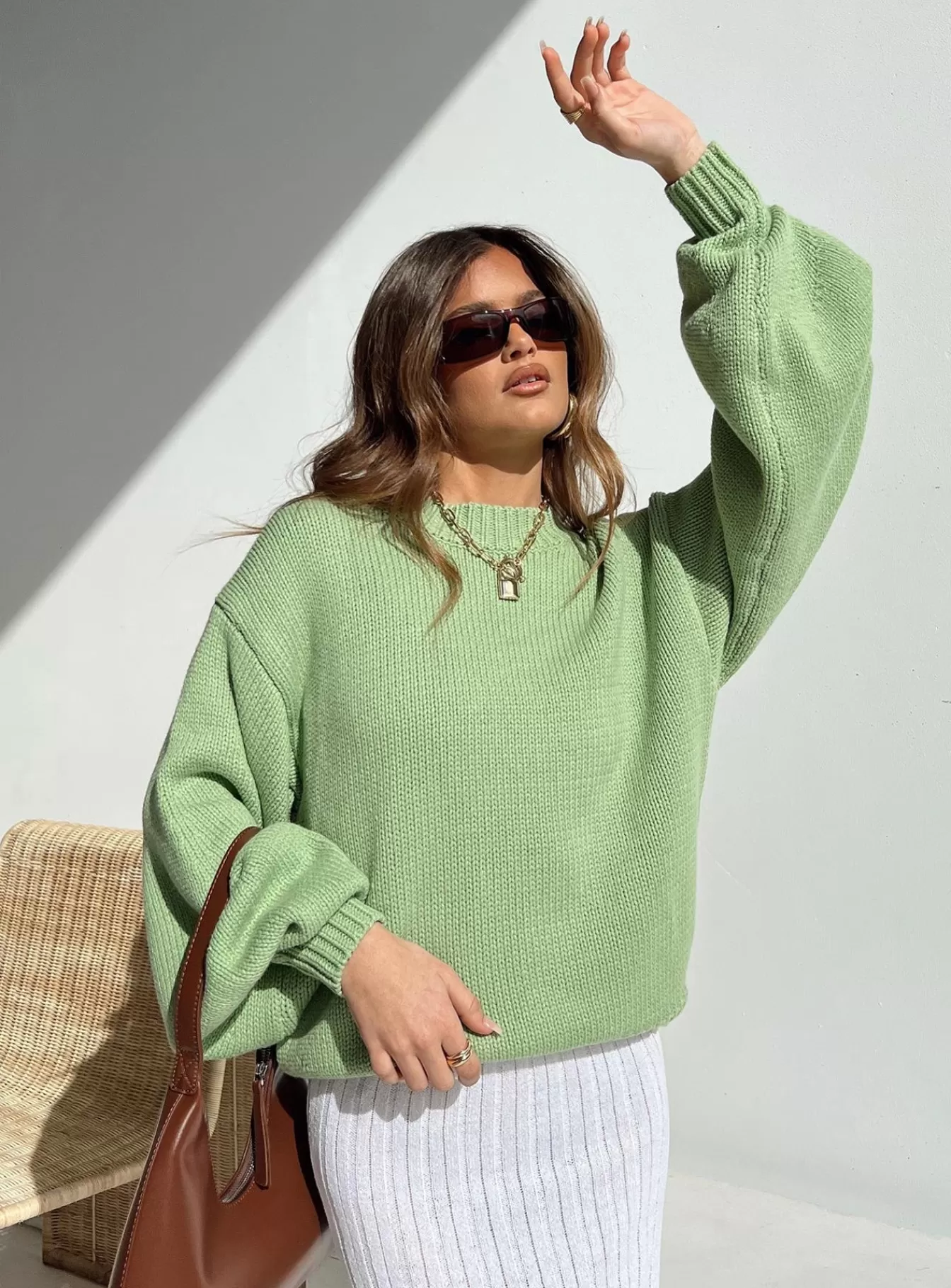 Princess Polly Knitted Sweaters | Harmony Knit Sweater Sage Green