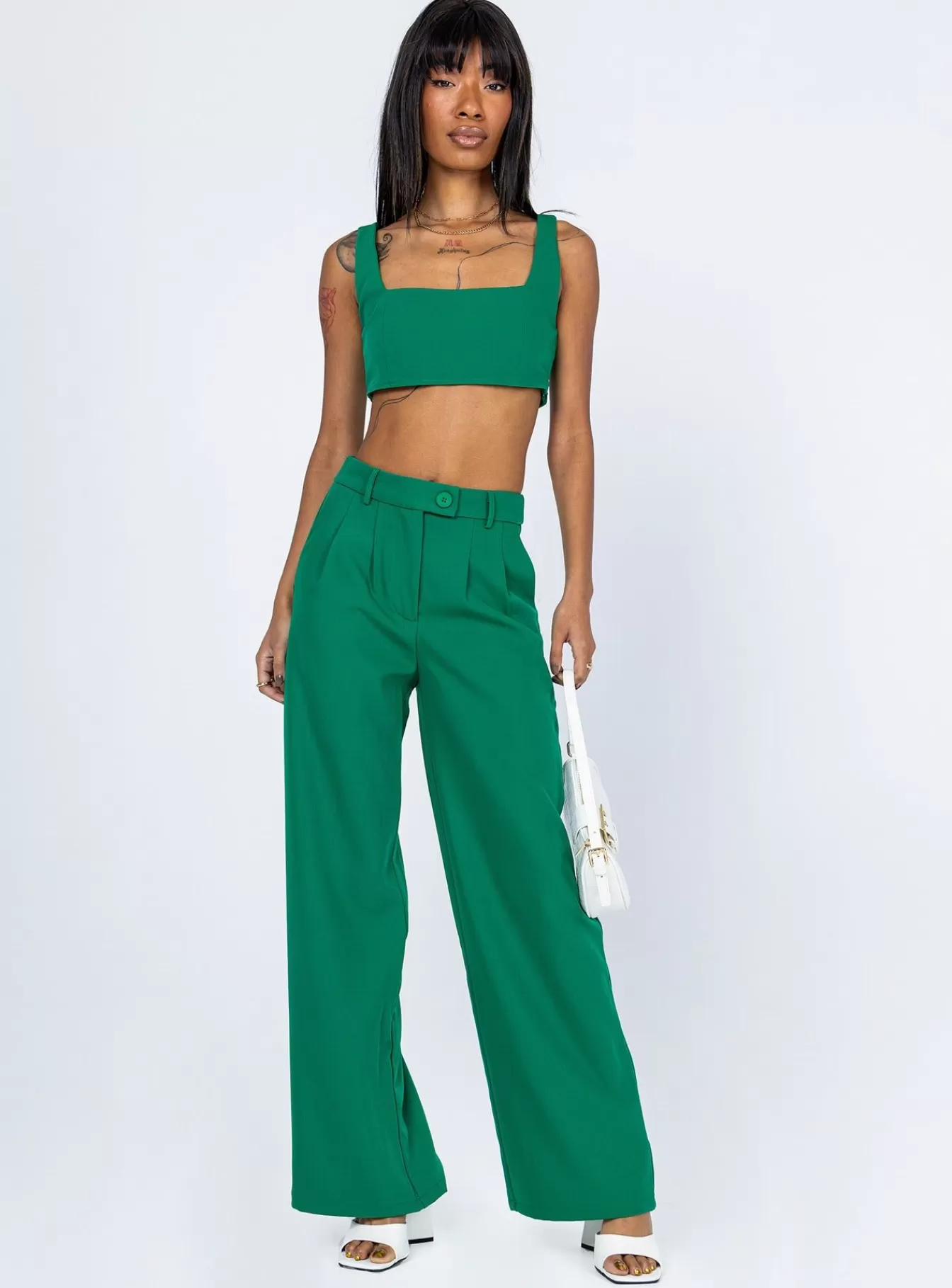 Princess Polly Crop Tops | Huxley Set Green