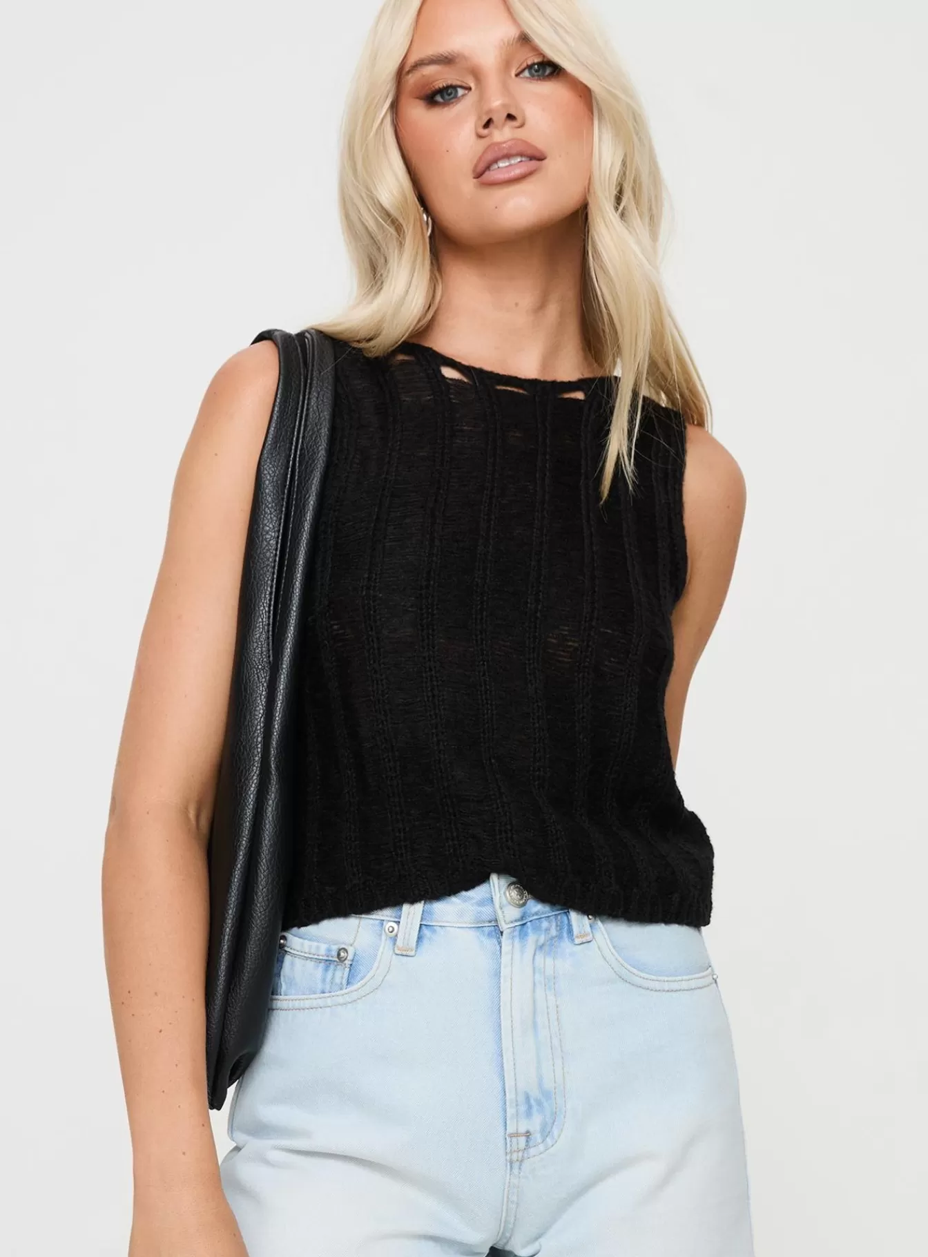 Princess Polly Crop Tops | Jella Knit Top Black