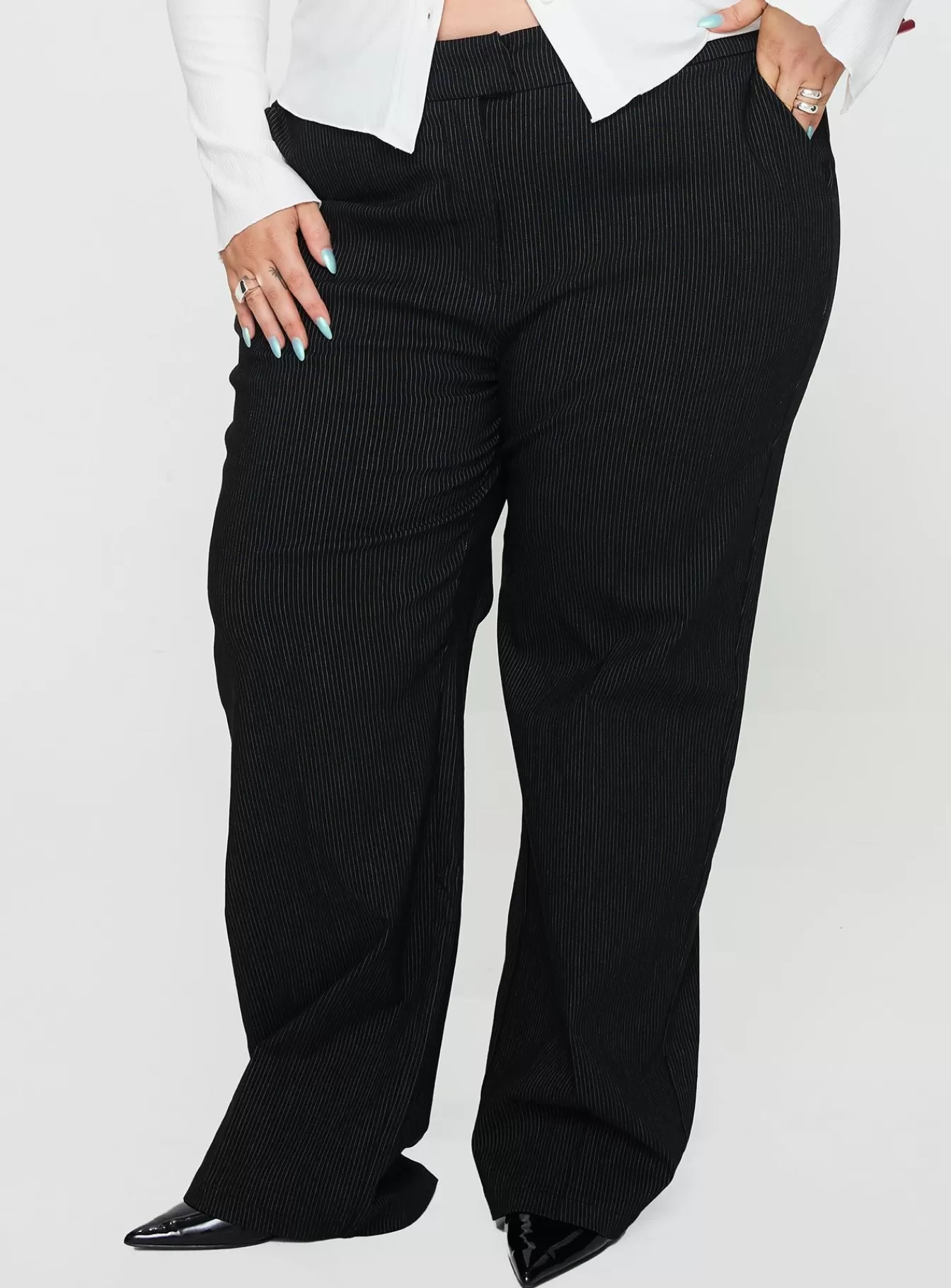 Princess Polly Pants | Jeller Pinstripe Pants Curve Black