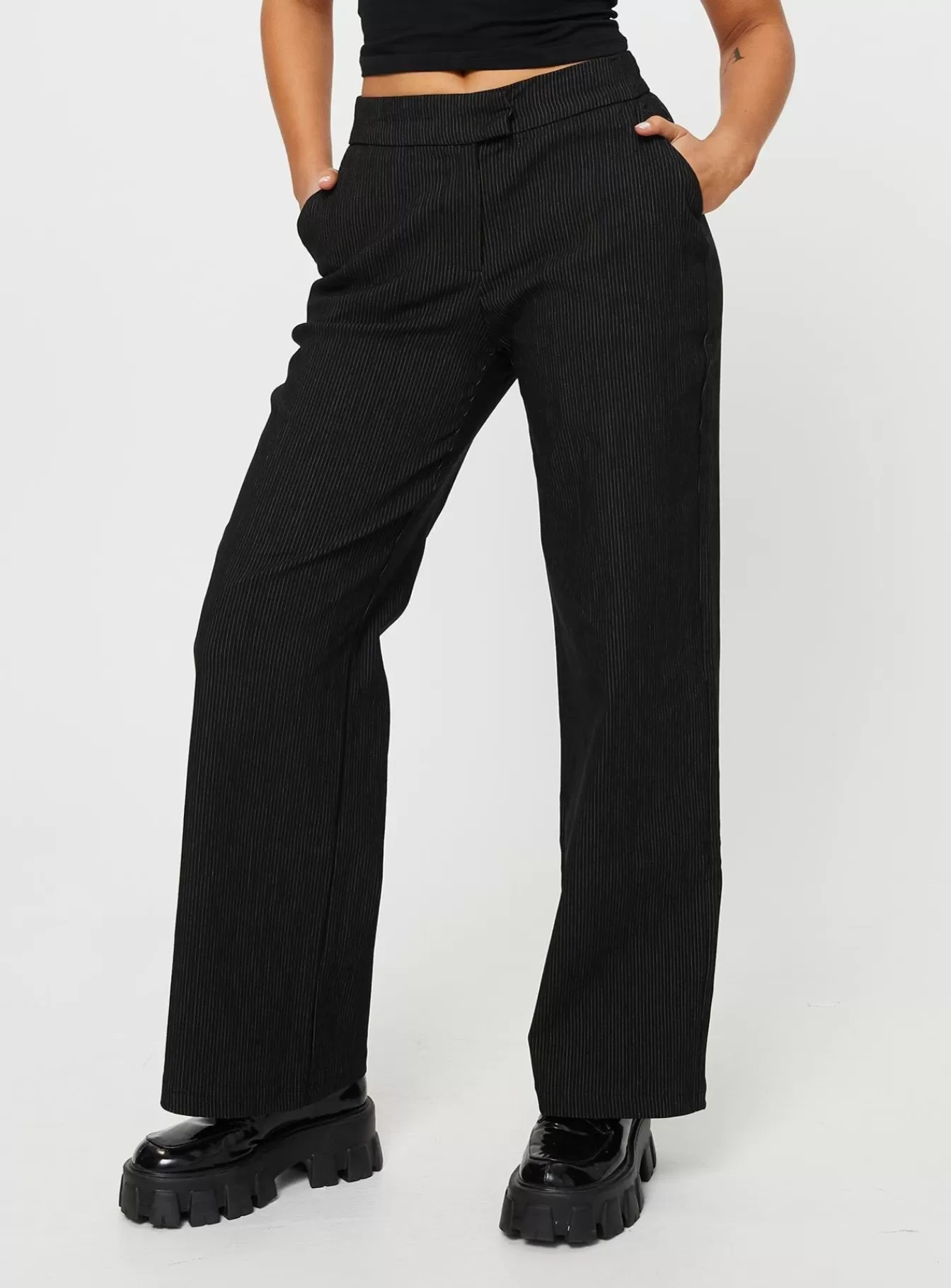 Princess Polly Pants | Jeller Pinstripe Pants Tall Black
