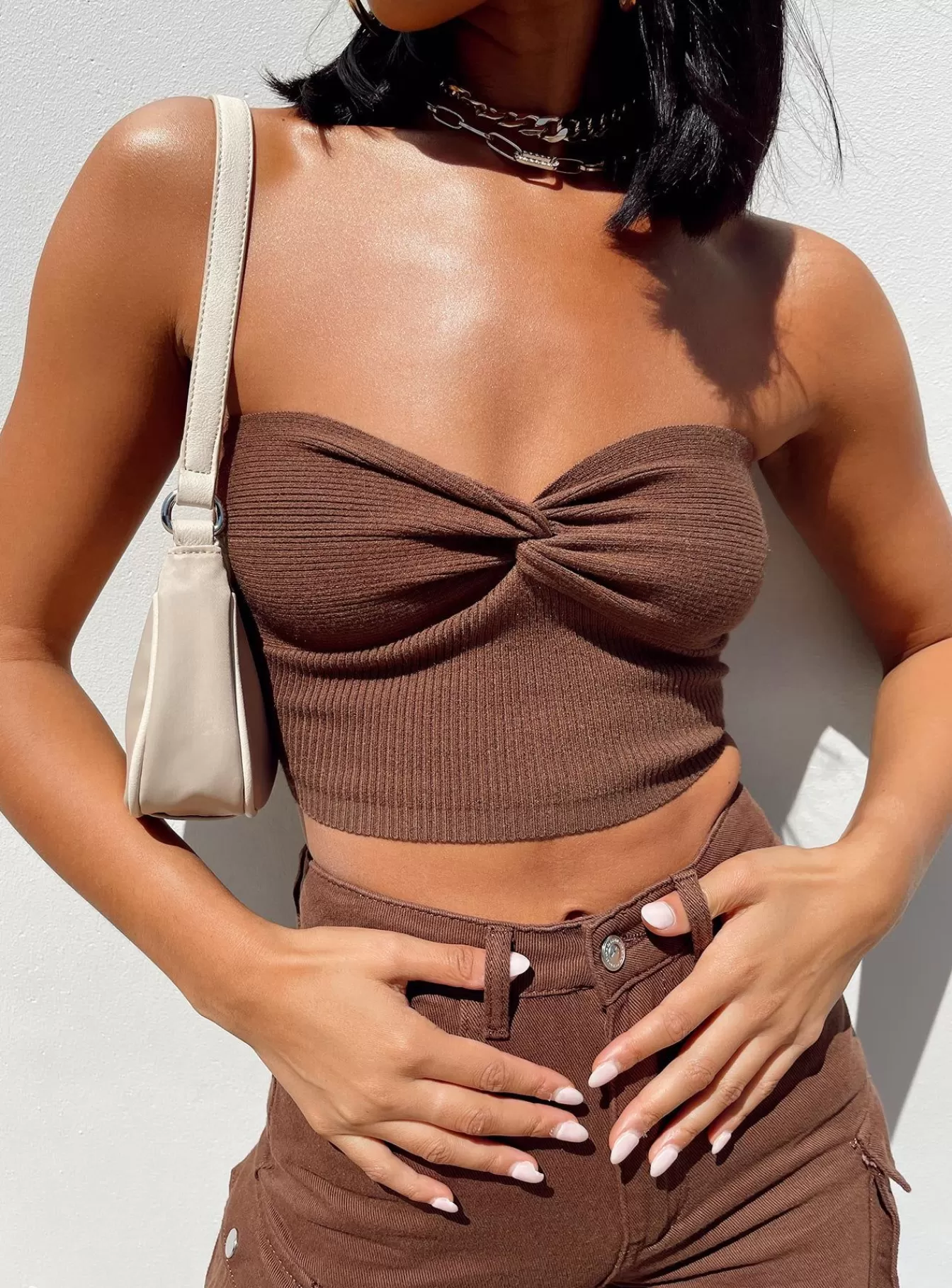 Princess Polly Crop Tops | Kallista Top Brown