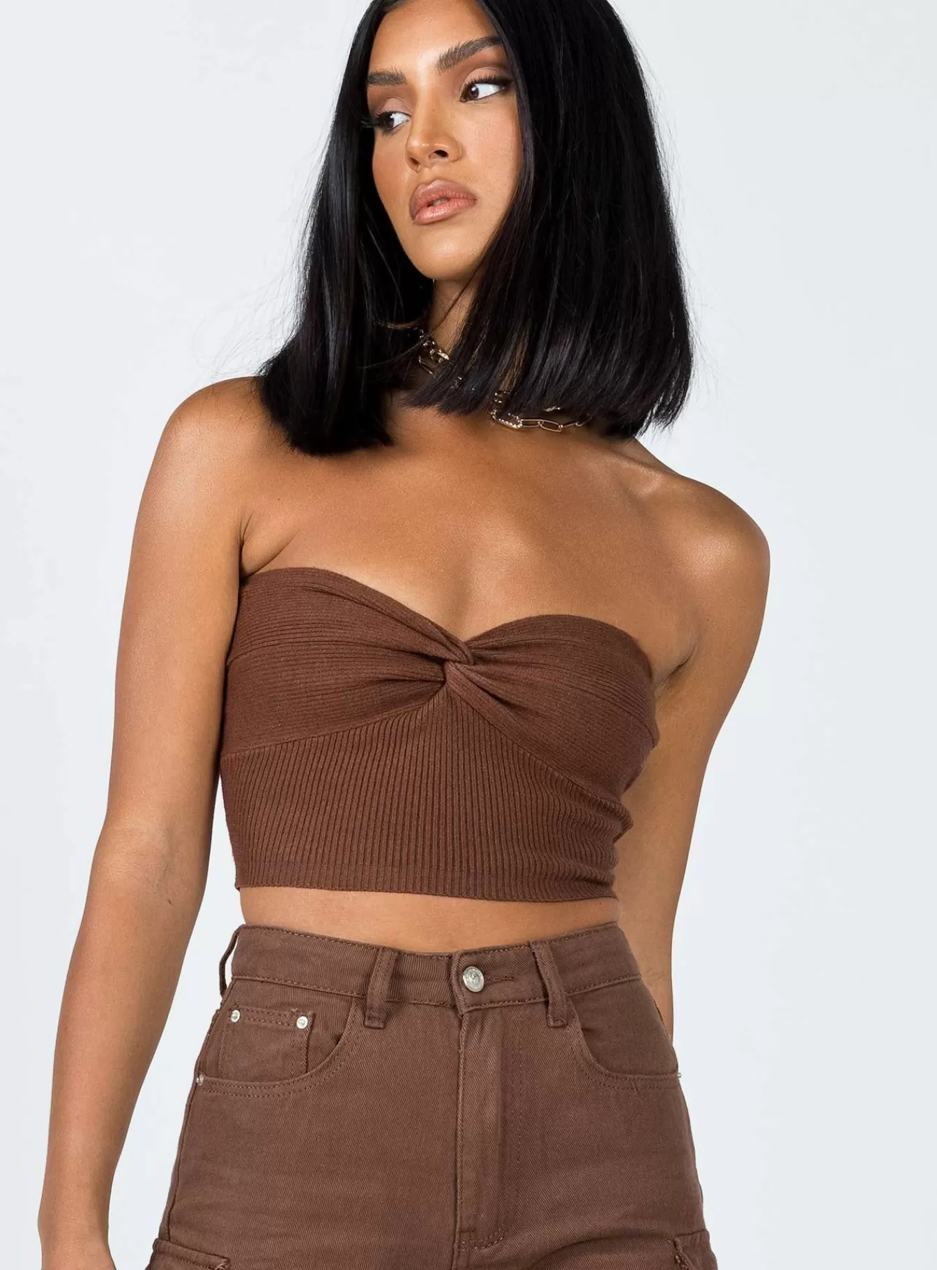 Princess Polly Crop Tops | Kallista Top Brown