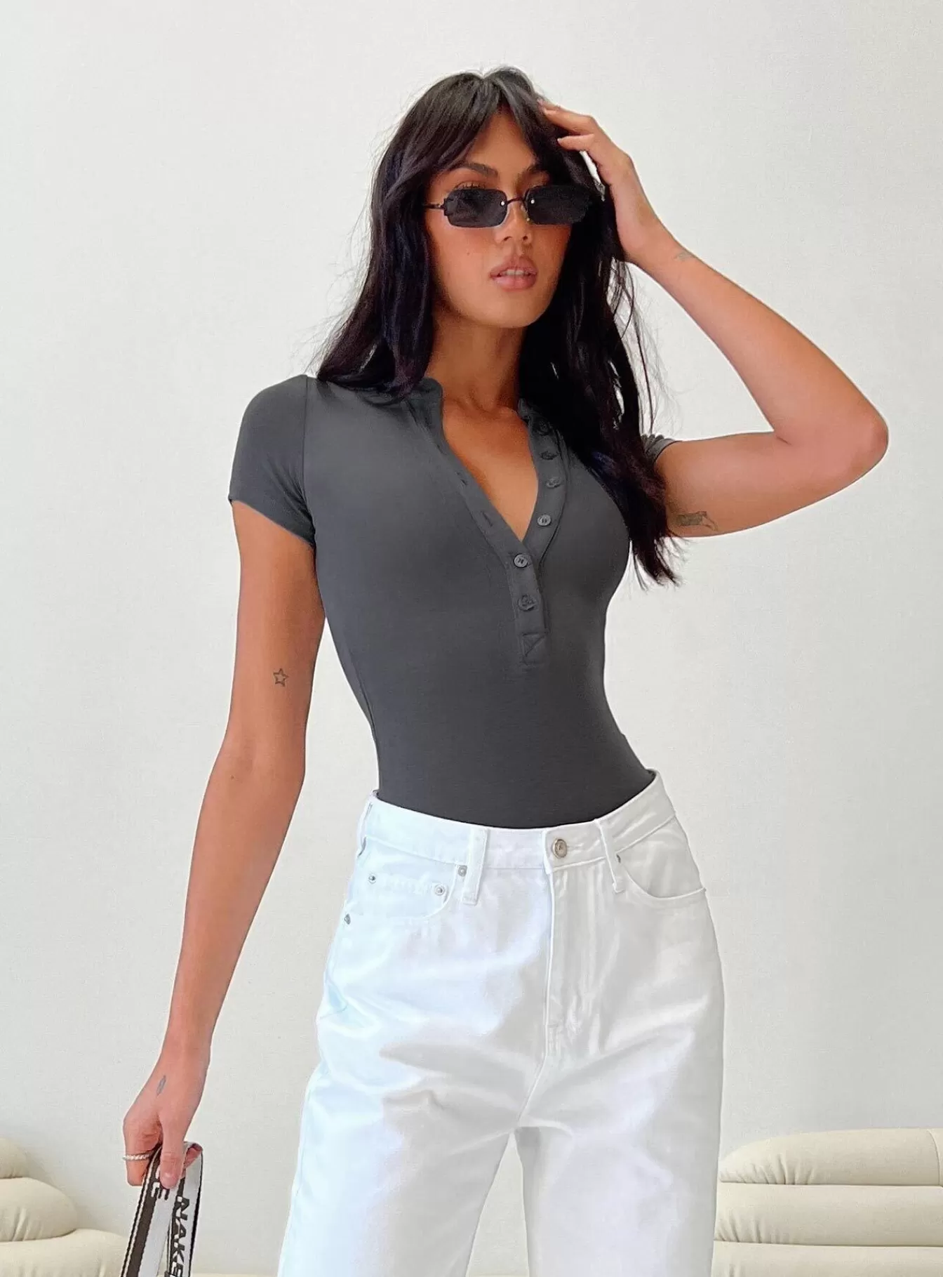 Princess Polly Casual Tops | Kandis Bodysuit Grey