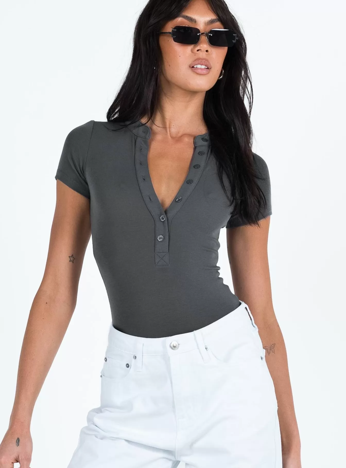 Princess Polly Casual Tops | Kandis Bodysuit Grey