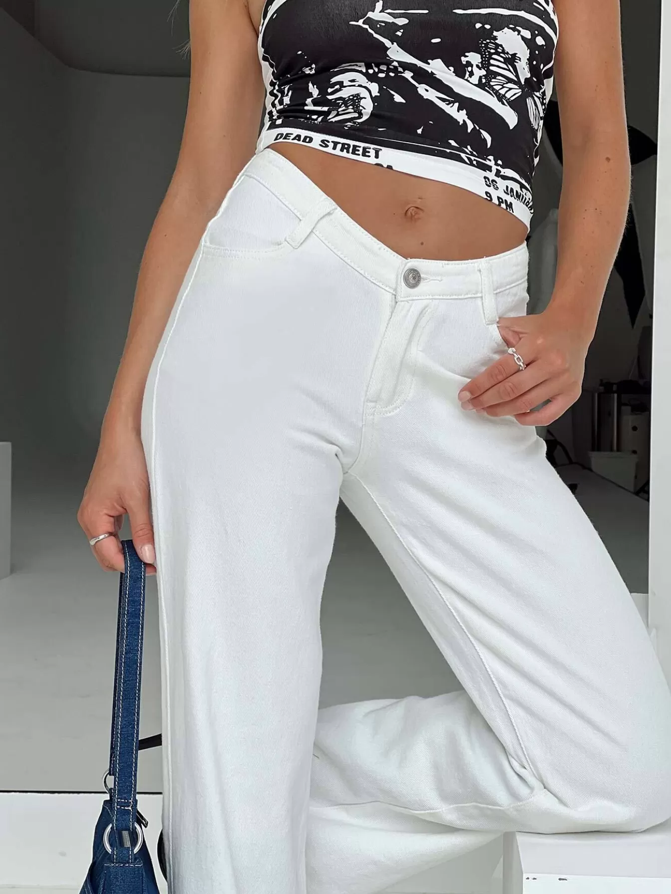 Princess Polly Jeans | Karol V-Waist Jeans Denim White